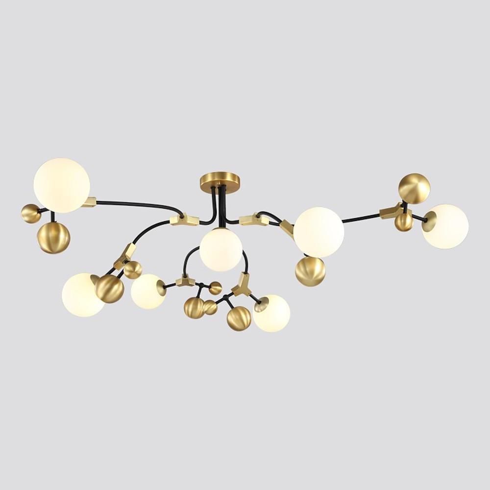 Gold Sputnik Chandelier Cle- Light with 7 LED Lights