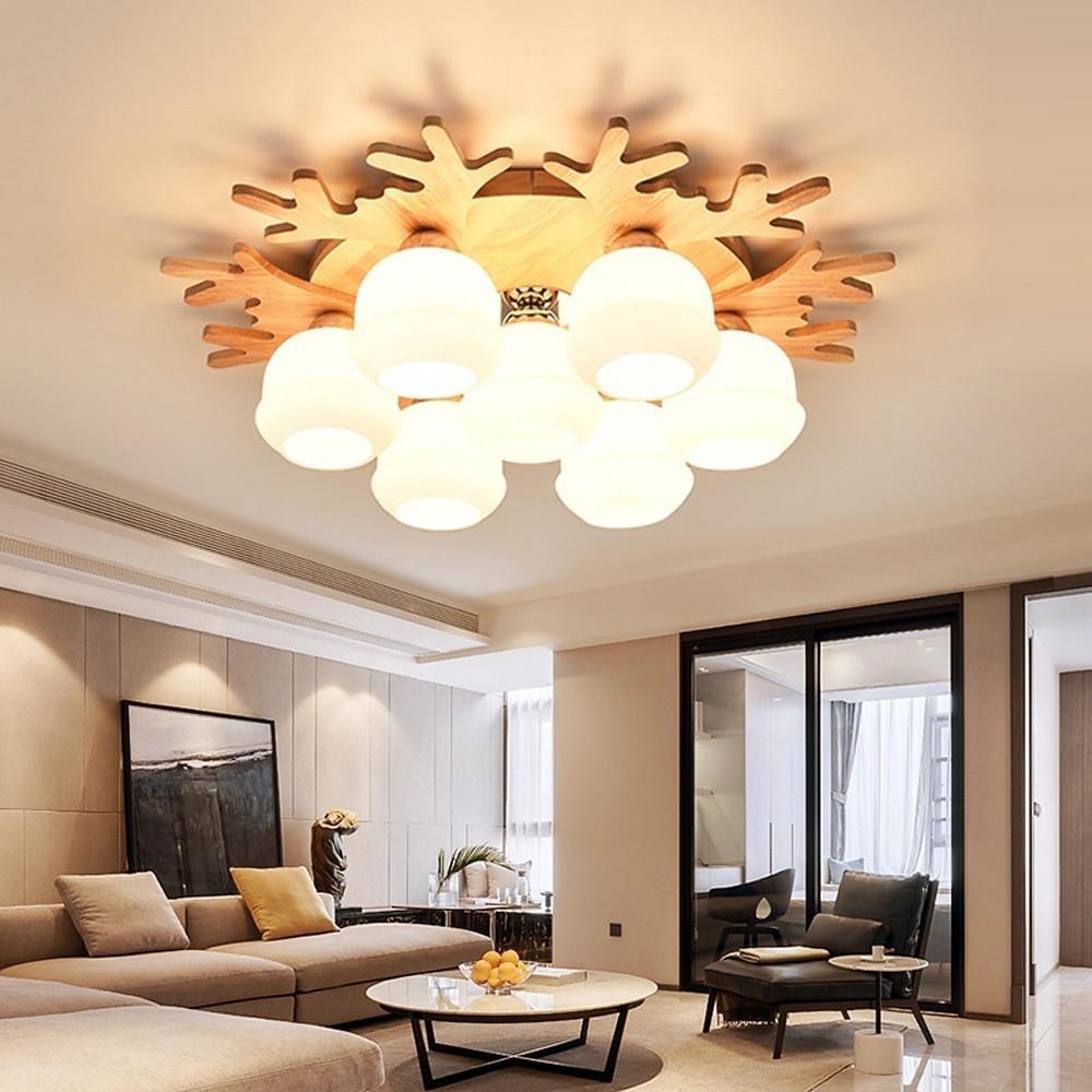 Globes Cluster Bamboo Glass LED Flush Mount Ceiling