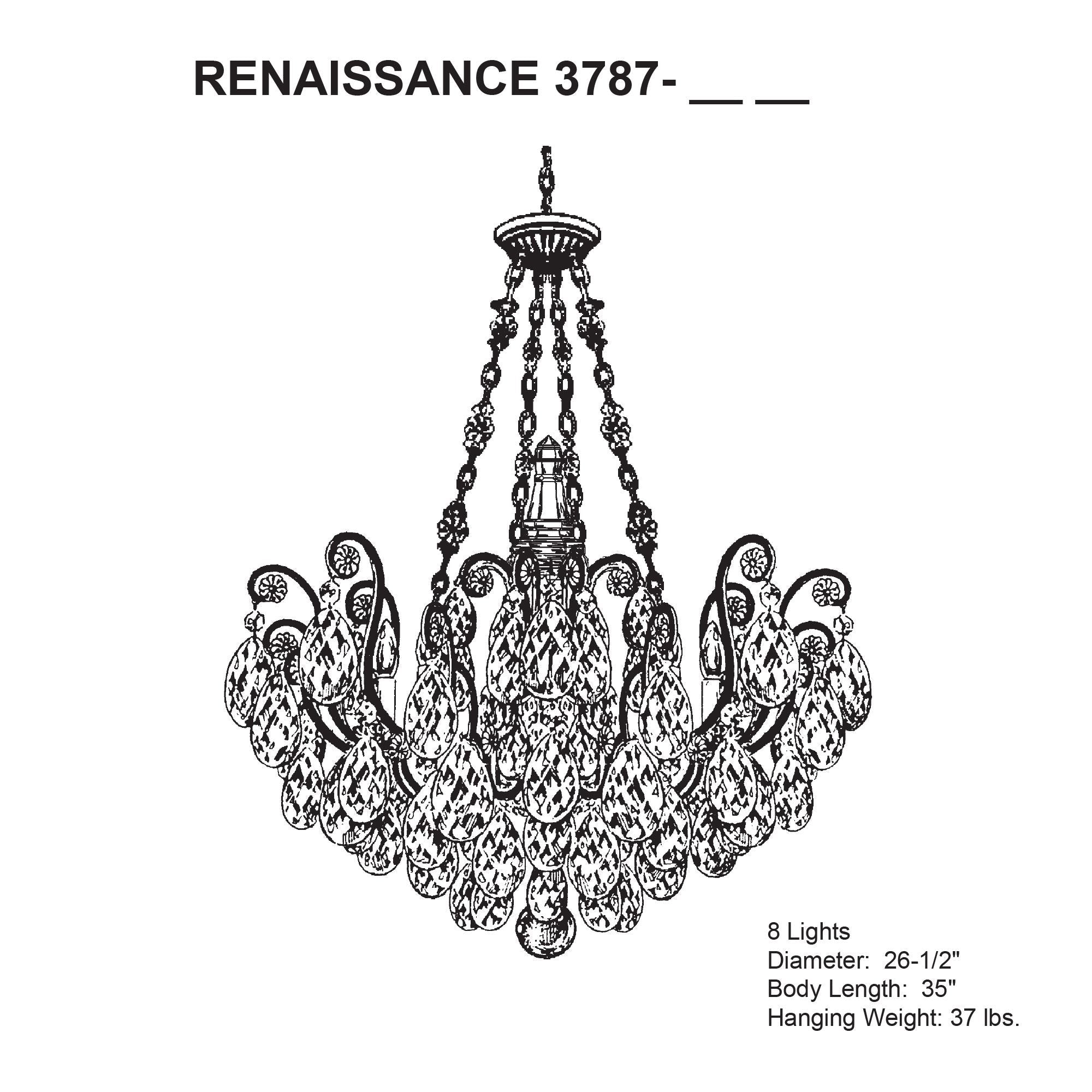 Renaissance 35"H X 8-Light Crystal Chandelier