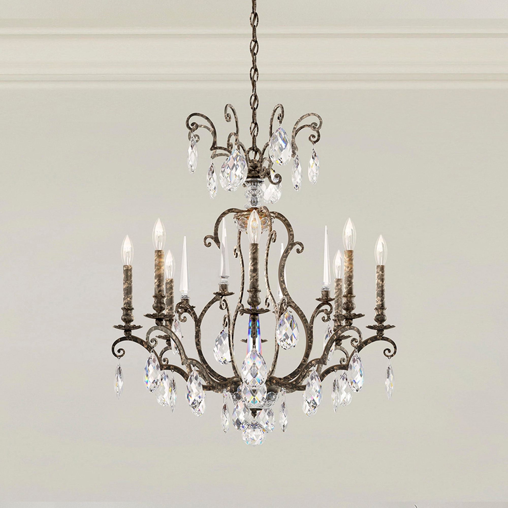 Renaissance Nouveau 31"H X 32"W 8-Light Crystal Chandelier