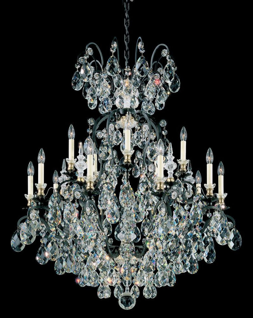 New Orleans Chandelier, 10-Light, Heirloom Bronze, Clear Swarovski Crystal, 28"W (3657-76S 1E512)