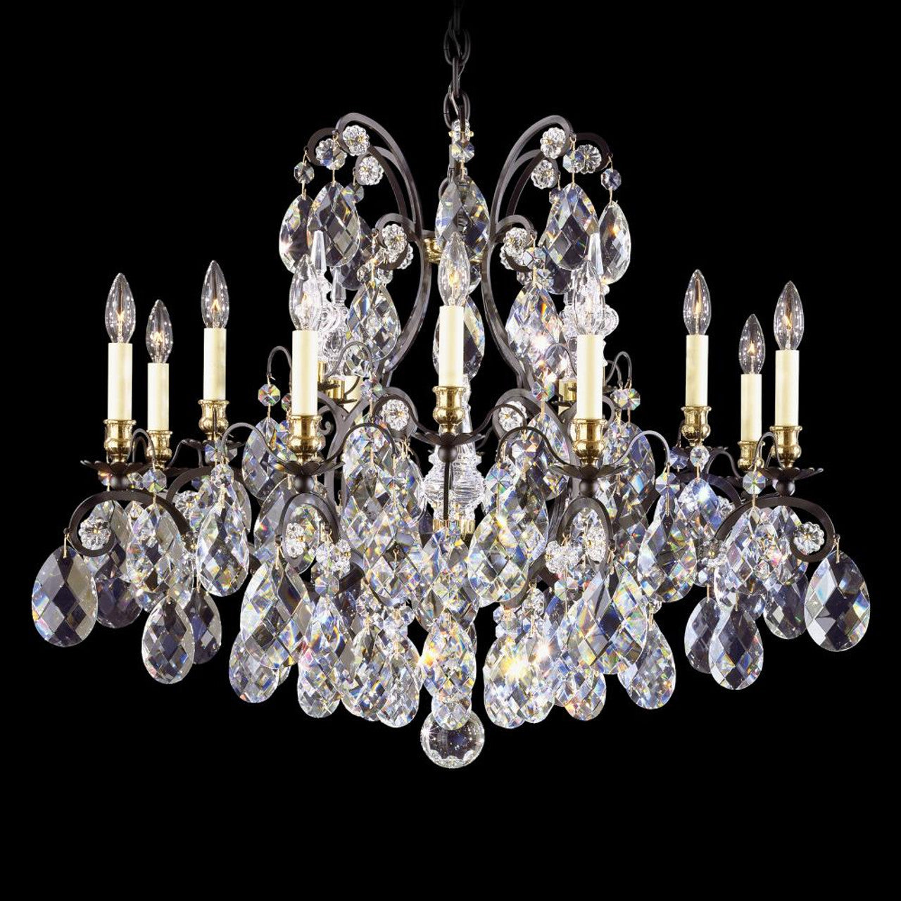 Renaissance Chandelier, 25-Light, Antique Silver, Clear Swarovski Crystal, 36"W (3783-48S 1HZRN0)