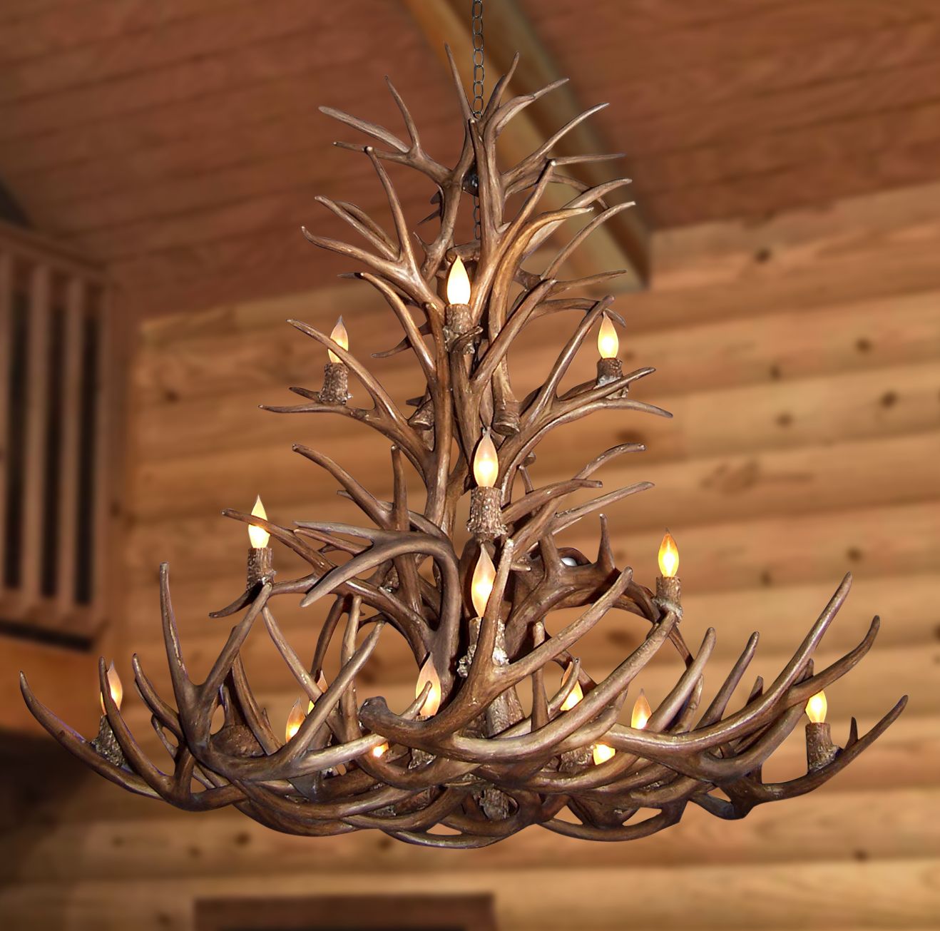 Resin Reproduction Antler 52"W Natural Brown Chandelier
