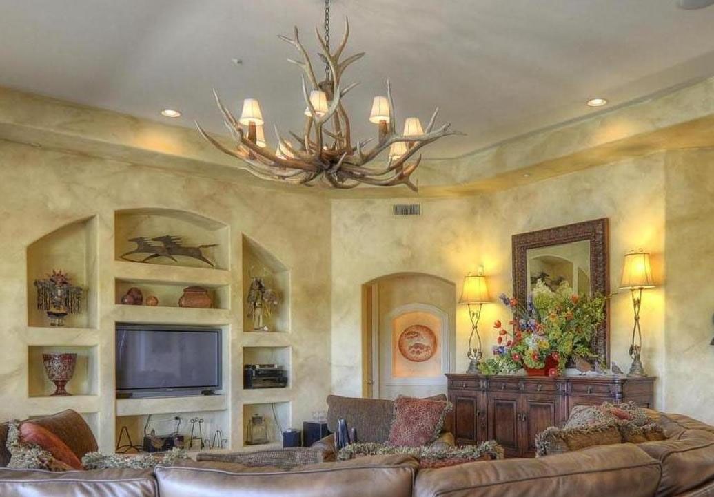 Resin Reproduction Antler 66"W Natural Brown Chandelier