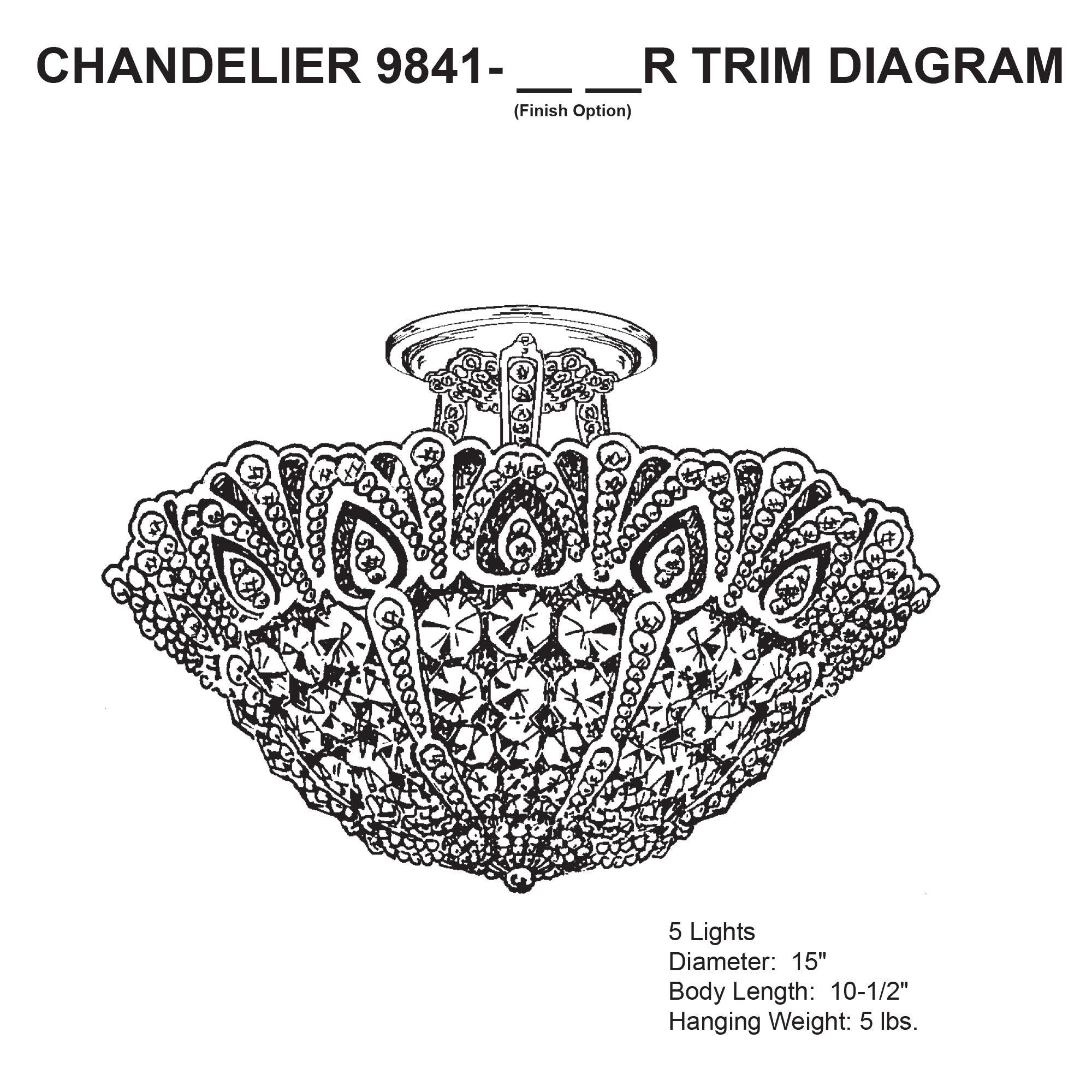 Rivendell 10.5"H X 5-Light Crystal Chandelier