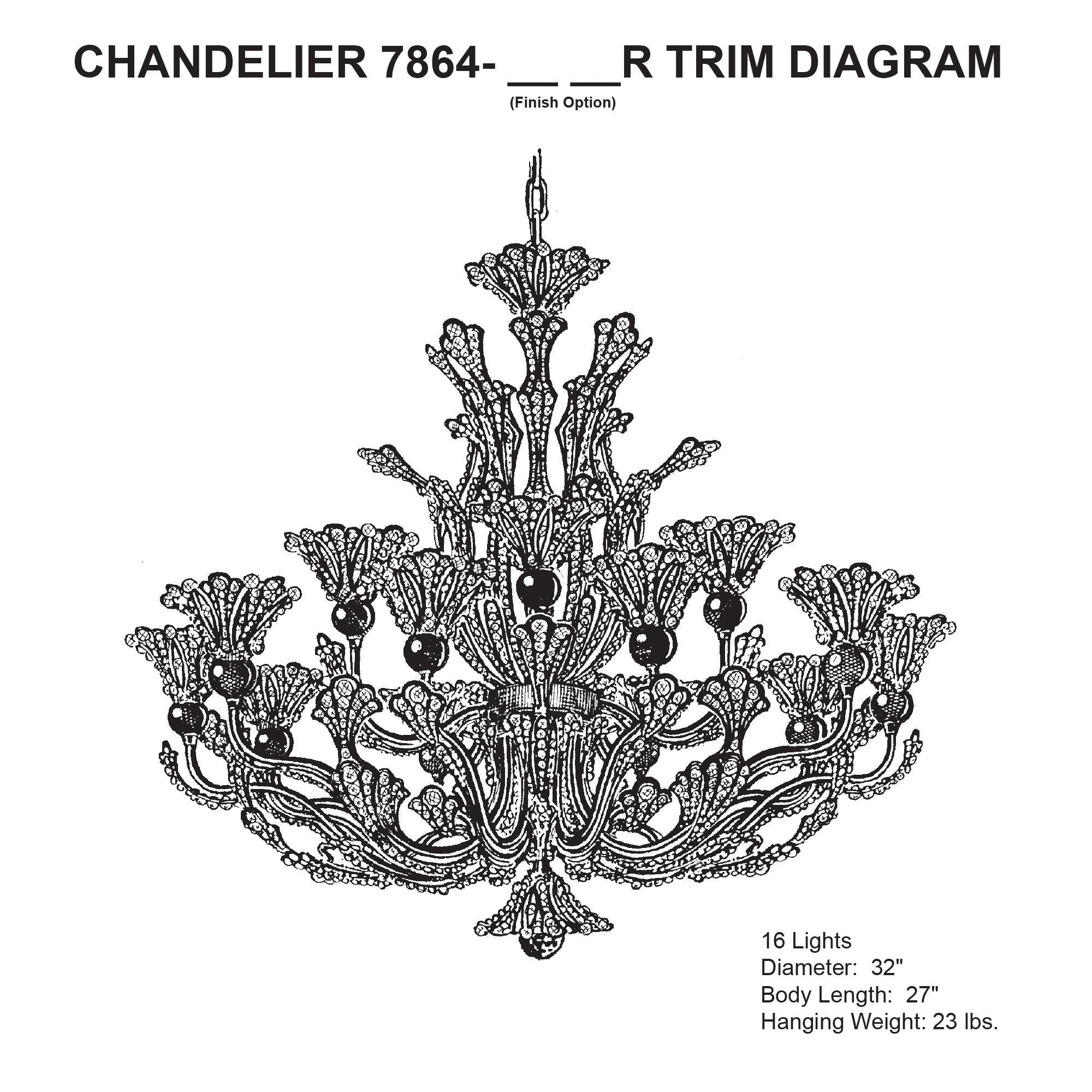 Rivendell 27"H X 16-Light Crystal Chandelier detail view 6