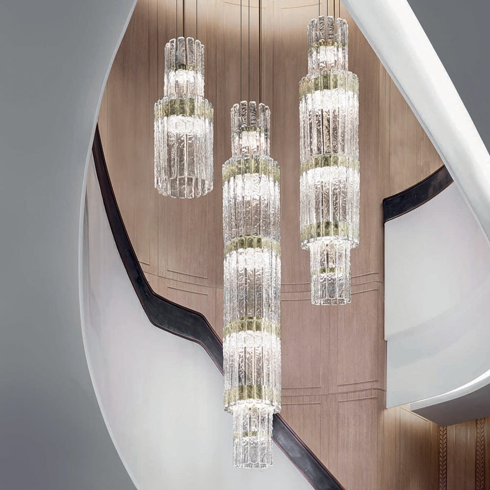 Rock Crystal Inspired Contemporary Tiered Chandelier