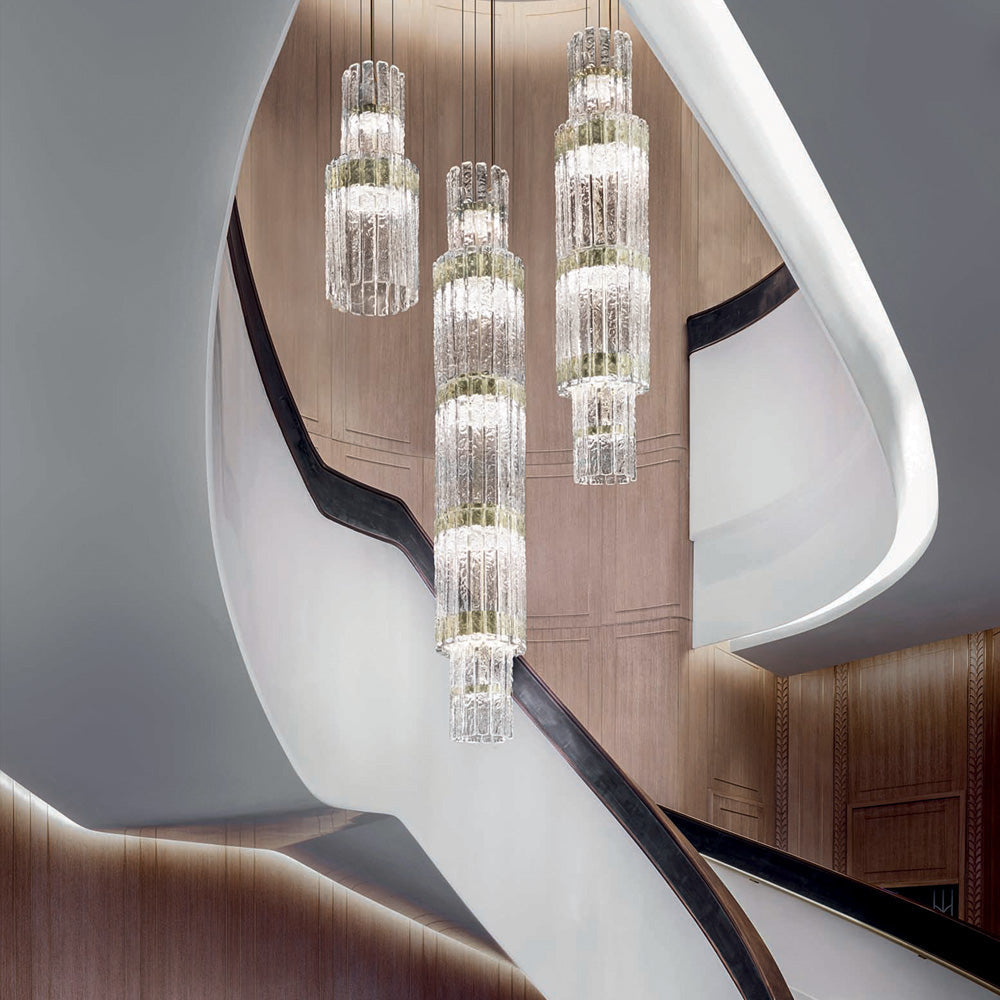 Rock Crystal Inspired Contemporary Tiered Chandelier