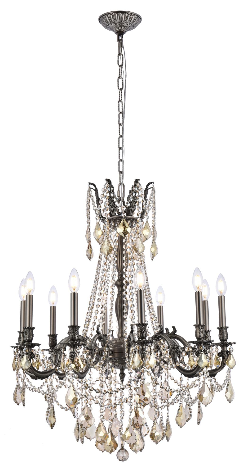 Rosalia 10-Light Pewter Chandelier Golden Teak