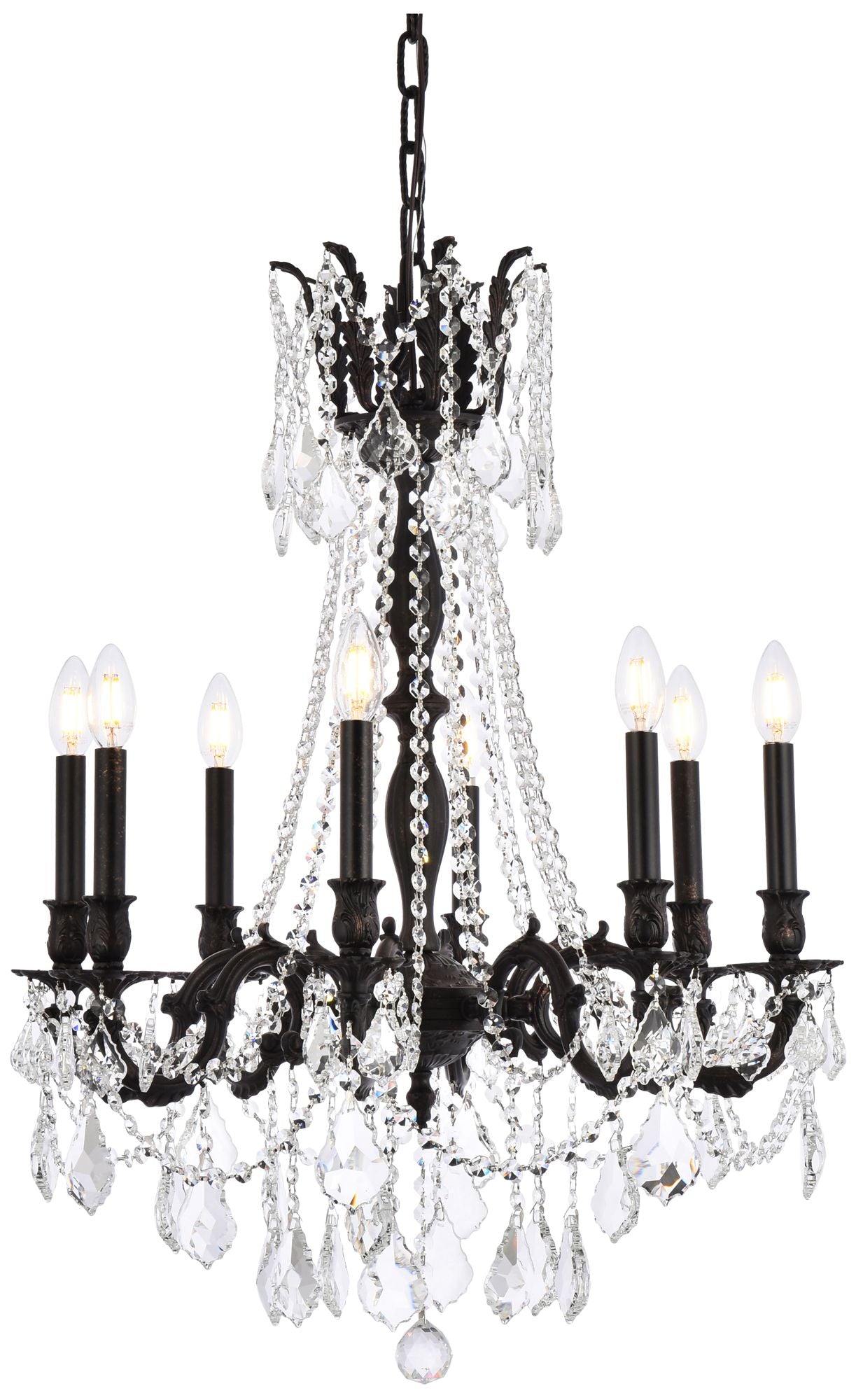 Rosalia 8-Light Dark Bronze Chandelier Golden Teak