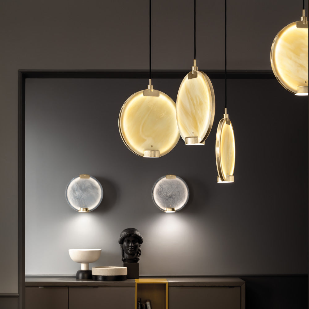 Round Spectrum Glass Diffuser Cluster of 5 Chandelier
