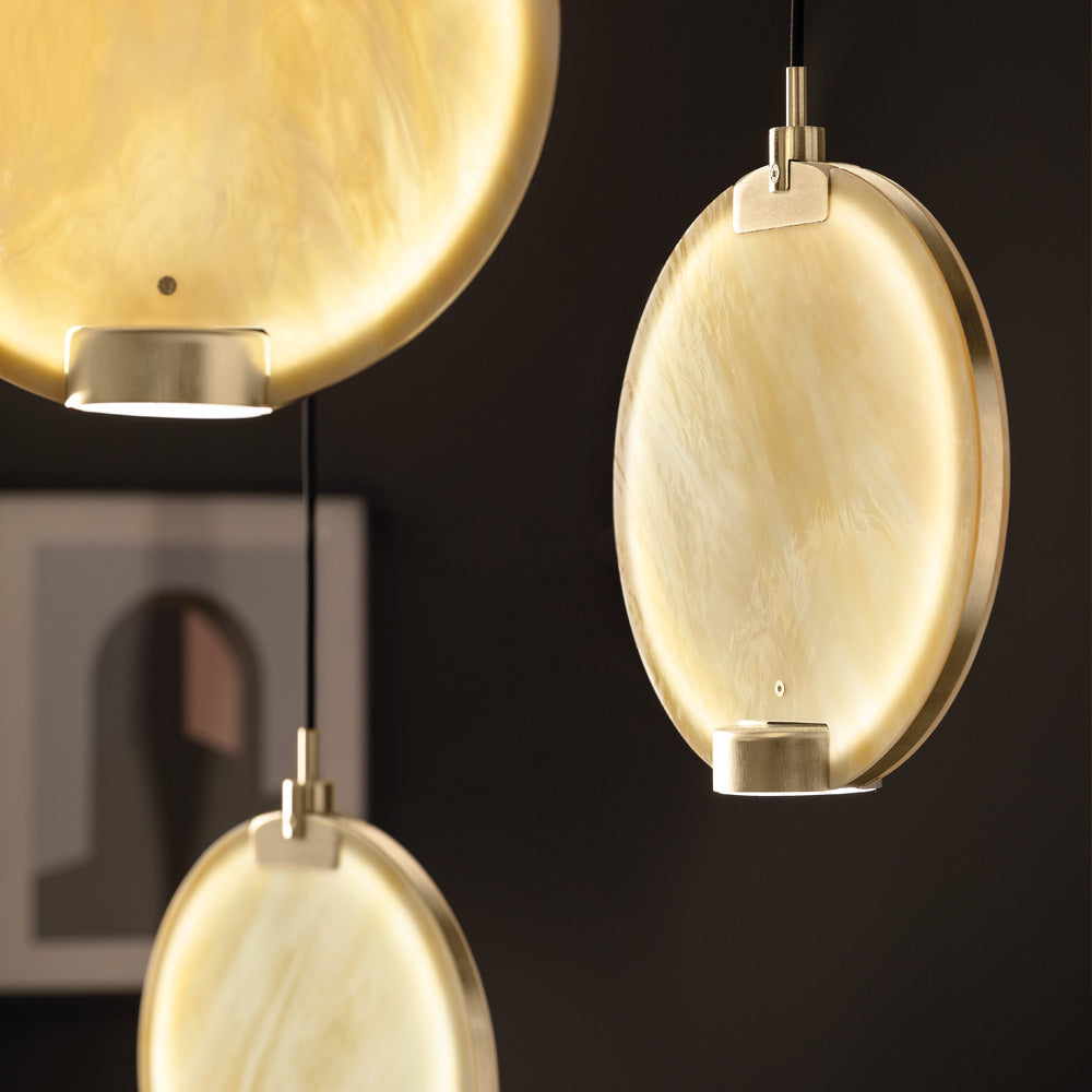Round Spectrum Glass Diffuser Cluster of 5 Chandelier