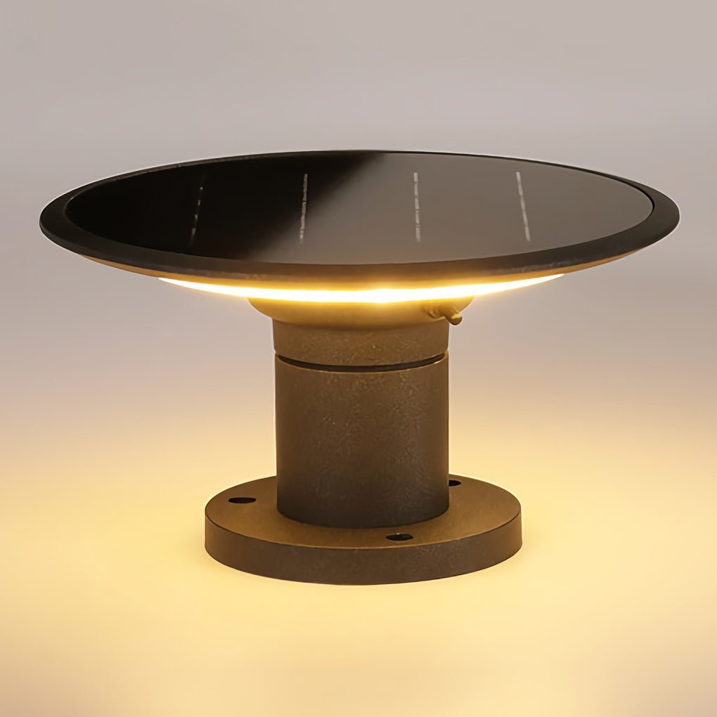 Circular UFO Shaped Two Color Temperature LED Solar Waterproof Exterior Fence Post Lights, Outdoor Wall Light, detail 7