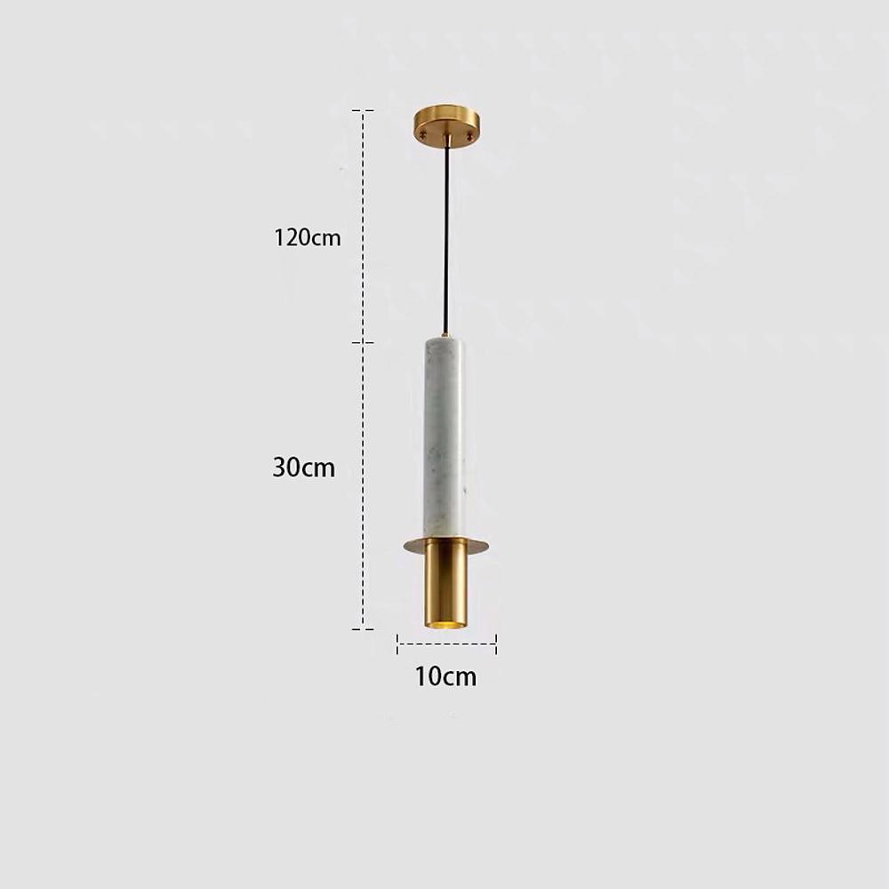 Cylindrical Mid Century Pendant Light Metal Marble LED