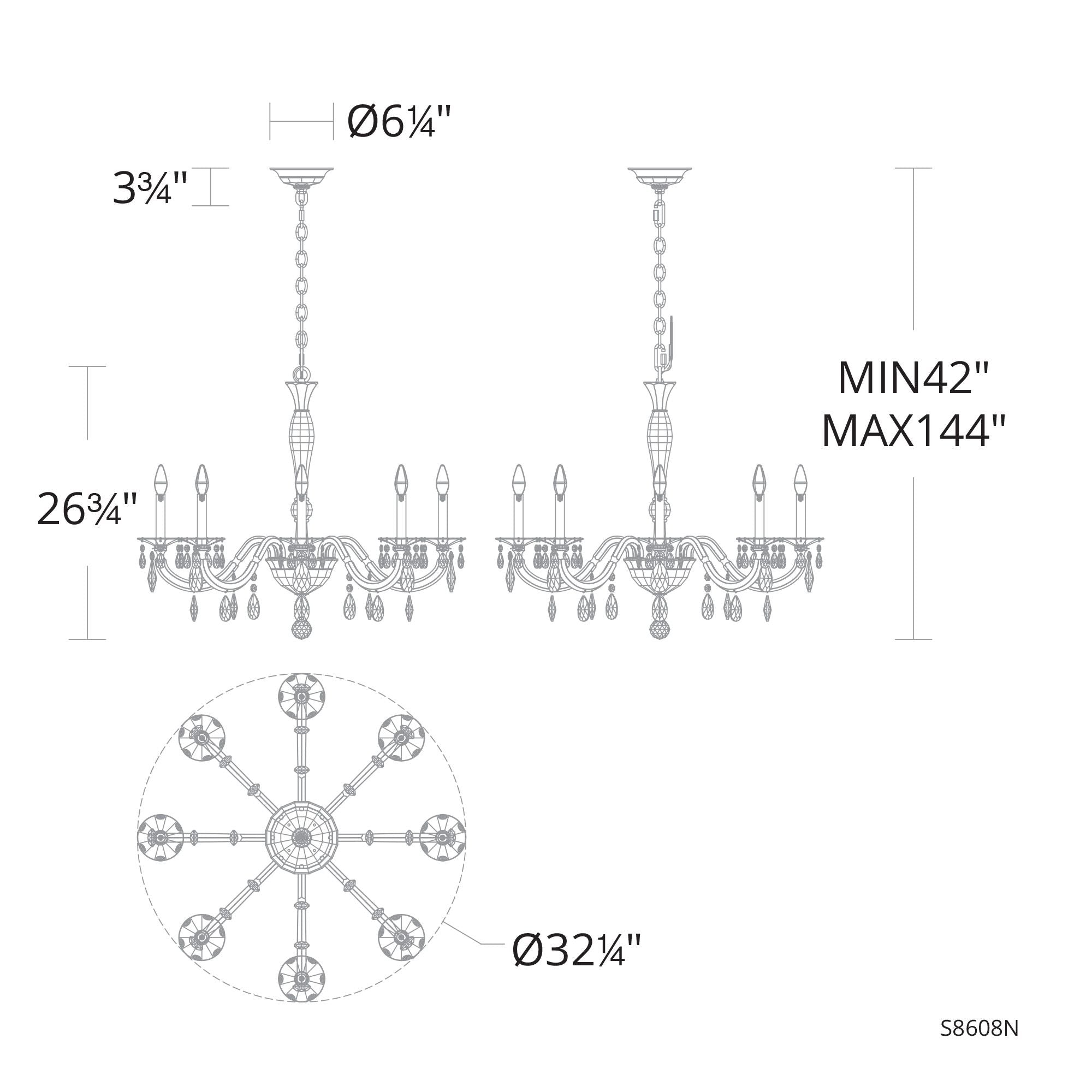 San Marco 26.8"H X 32.3"W 8-Light Crystal Chandelier