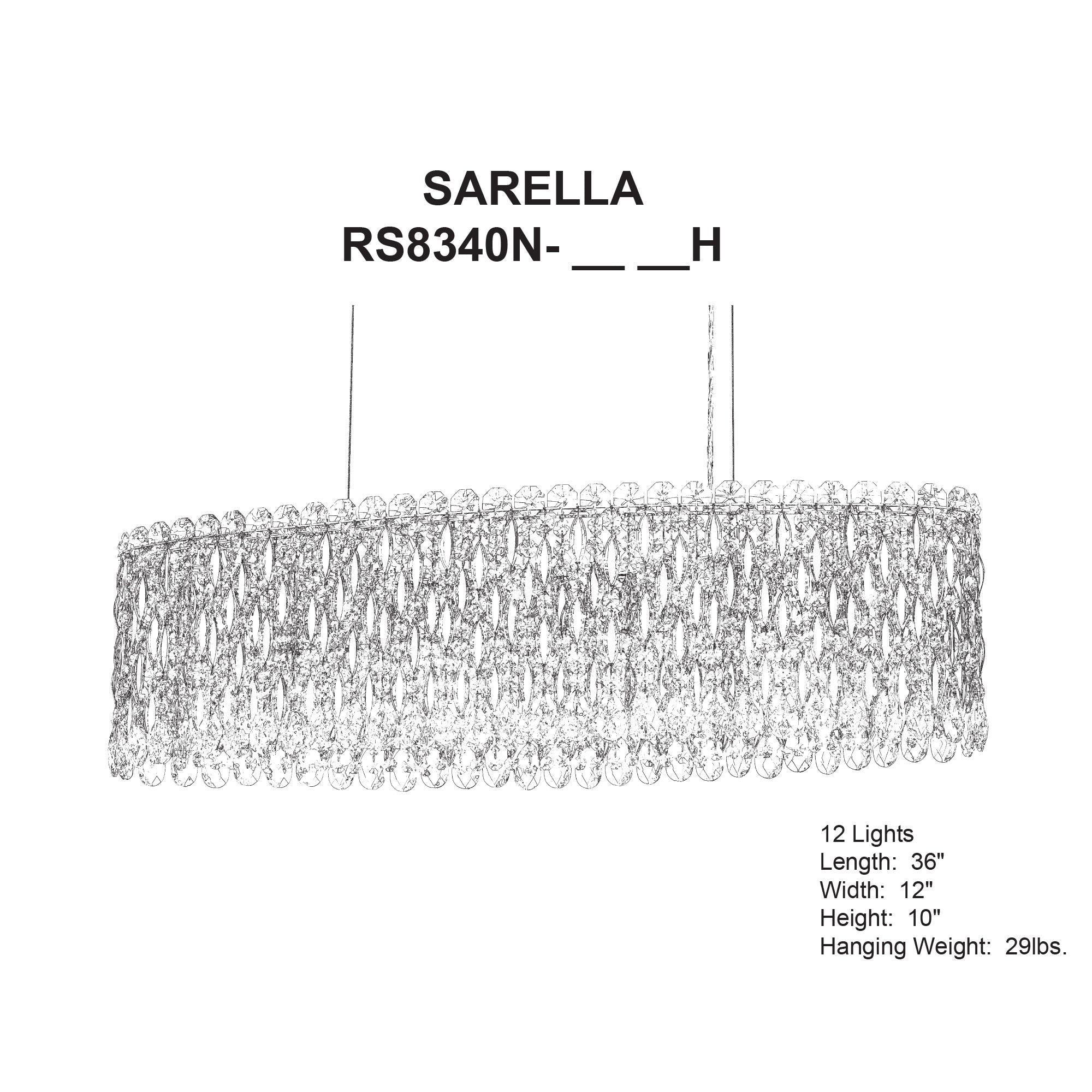 Sarella 10"H X 12-Light Crystal Chandelier