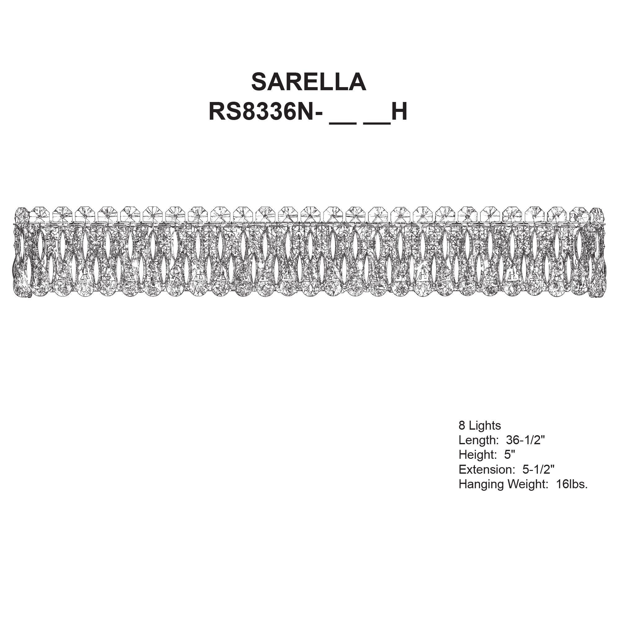 Sarella 5.5"H X 8-Light Crystal Bath Chandelier