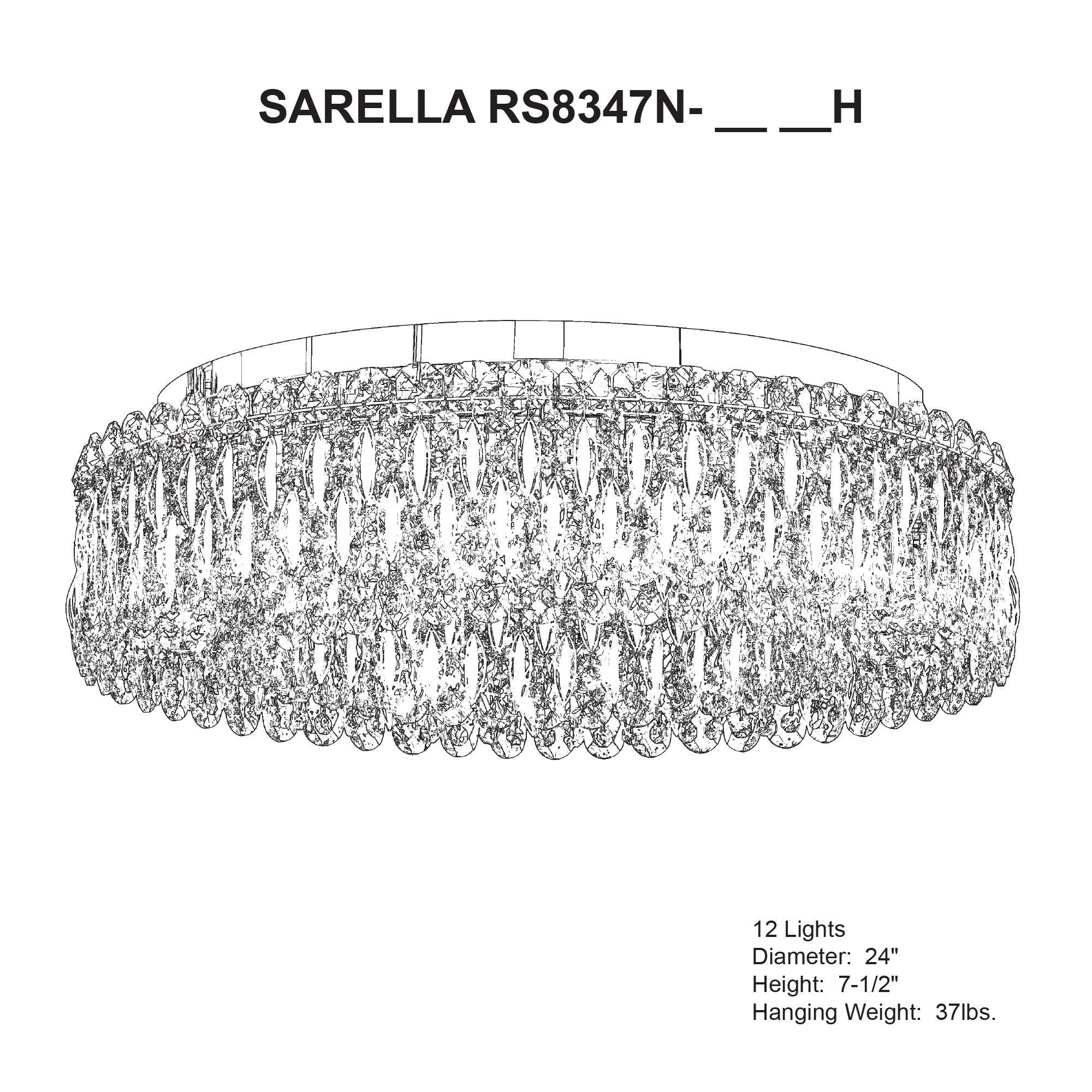 Sarella 7.5"H X 12-Light Crystal Flush Chandelier