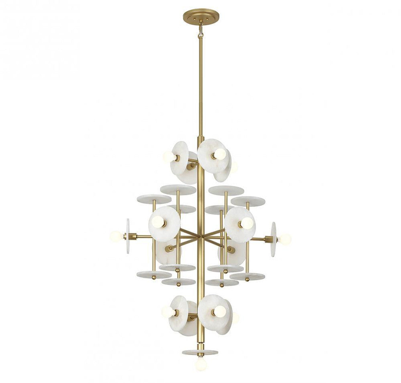 Amani Chandelier, 15-Light, Royal Gold, Alabaster