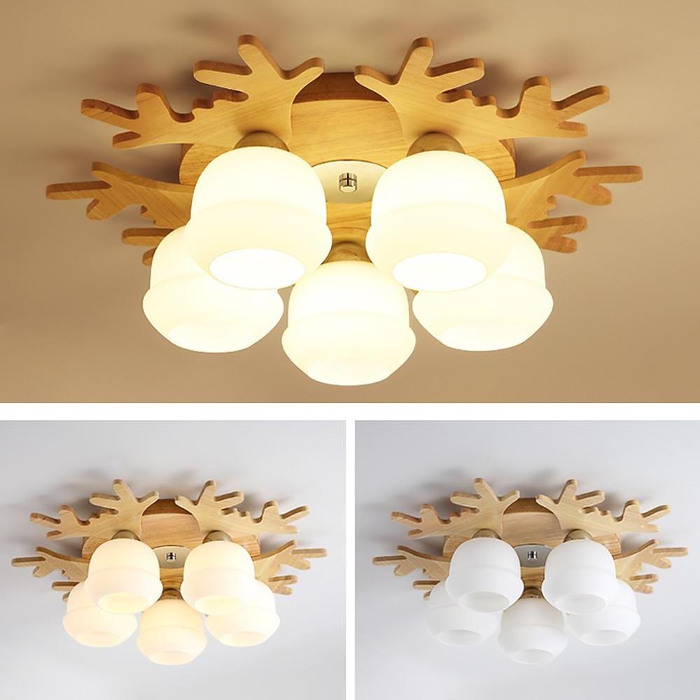 Globes Cluster Bamboo Glass LED Flush Mount Ceiling
