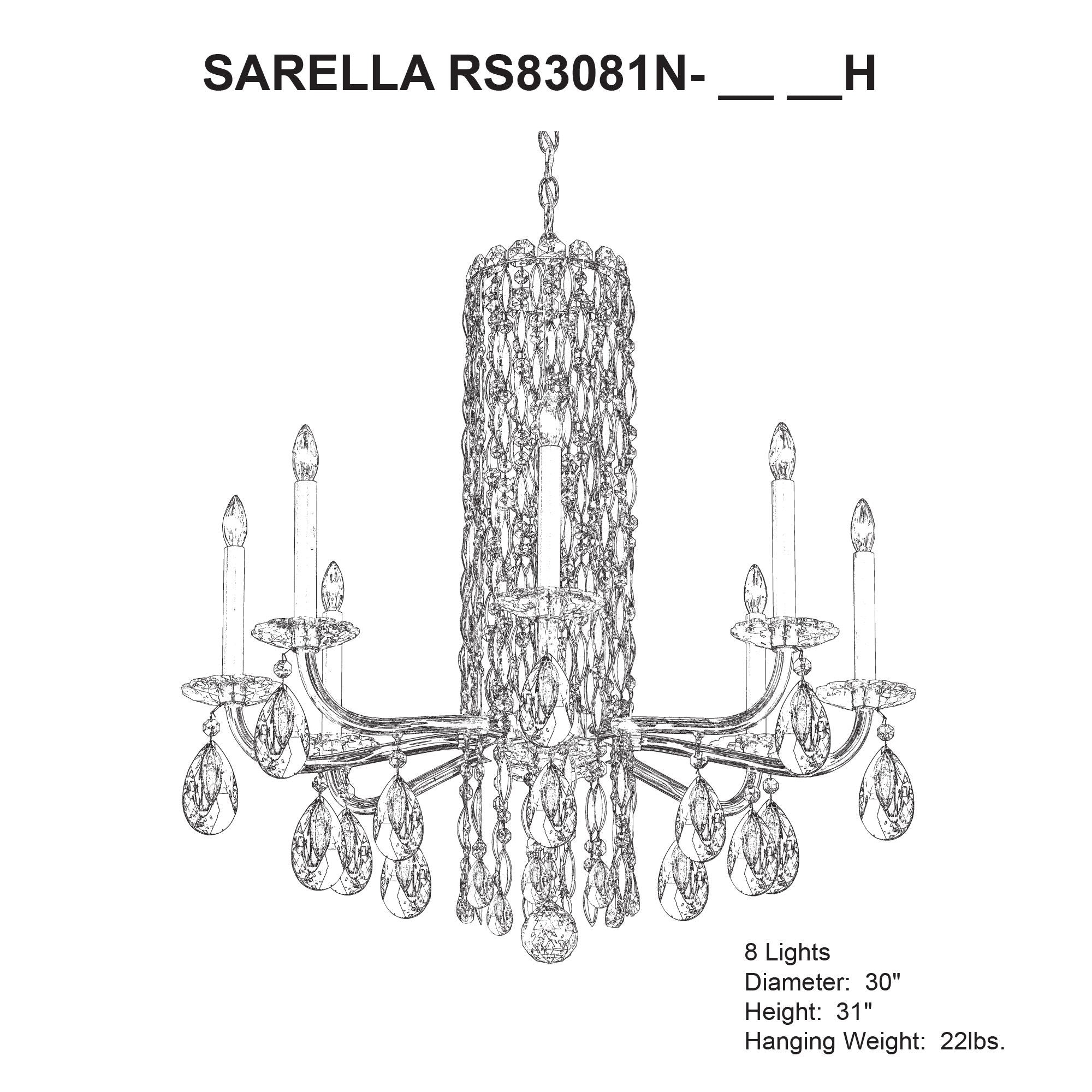 Siena 31"H X 8-Light Crystal Chandelier