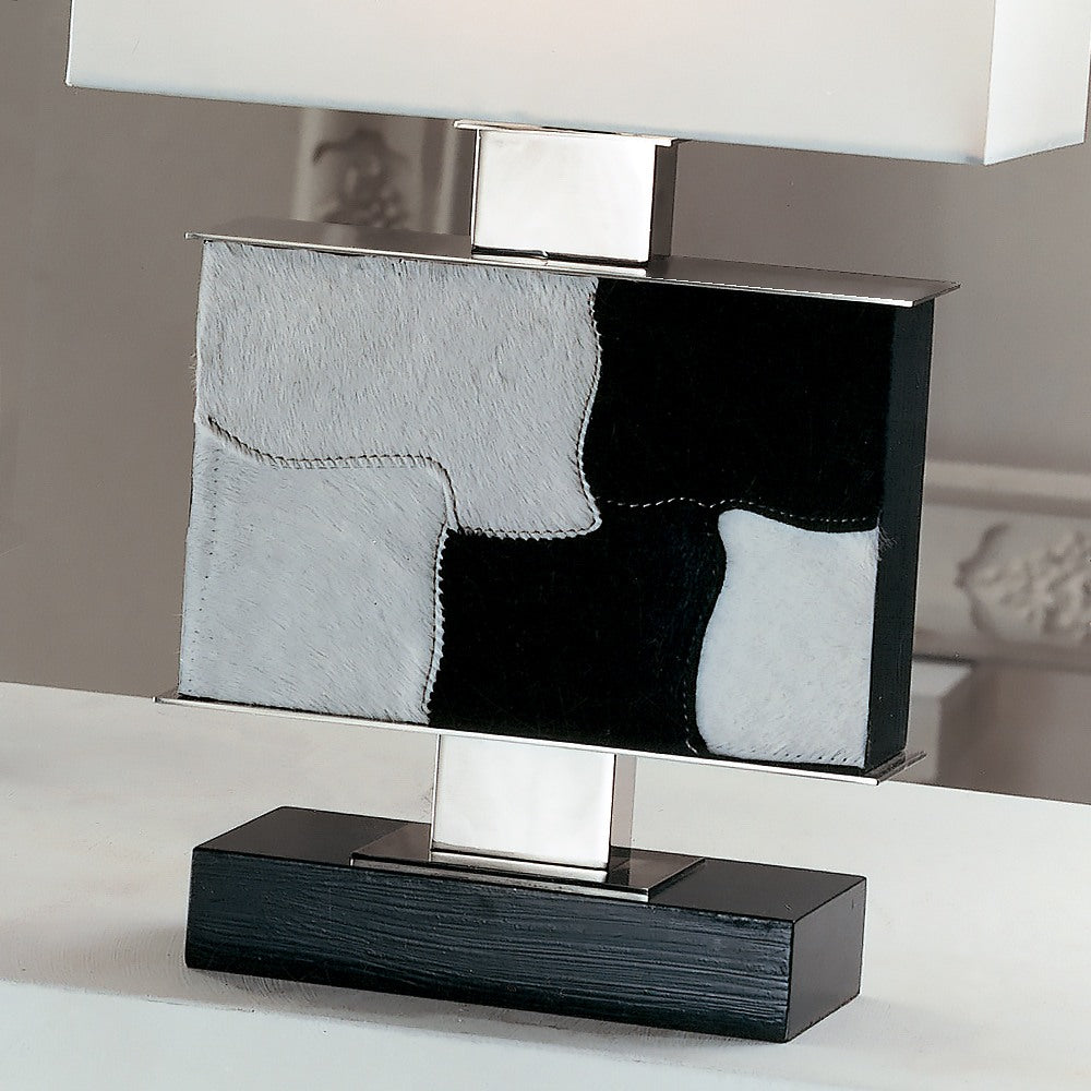 Small Modern Italian Black and White Hide Table Lamp