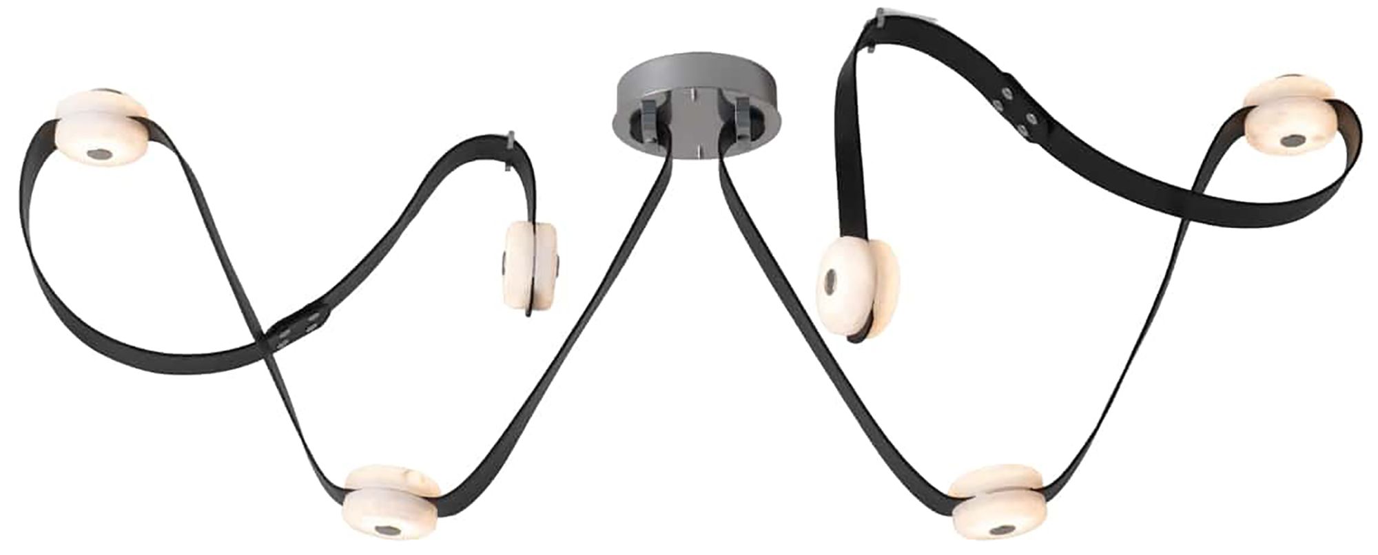 SNAPS 58" Wide Medium Black Leather Pendant Light
