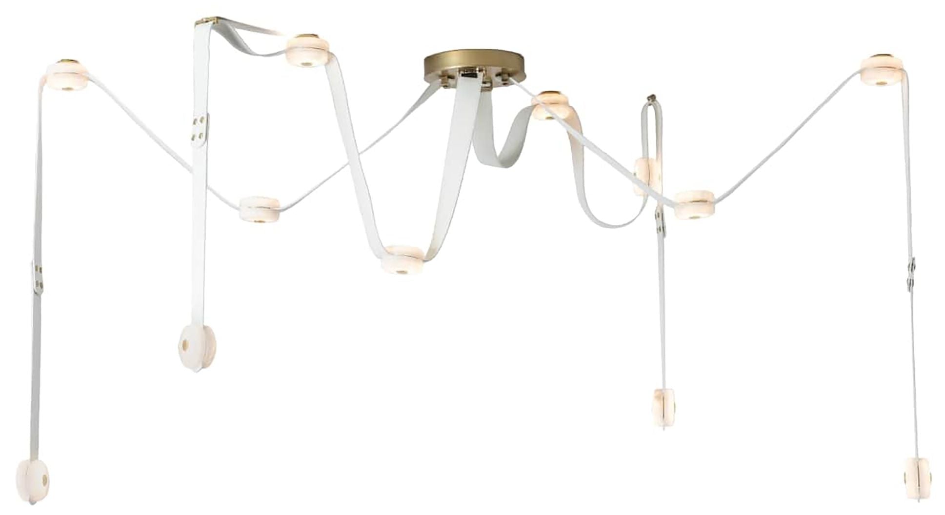 SNAPS 86.5" Wide Large White Leather LED Pendant Light