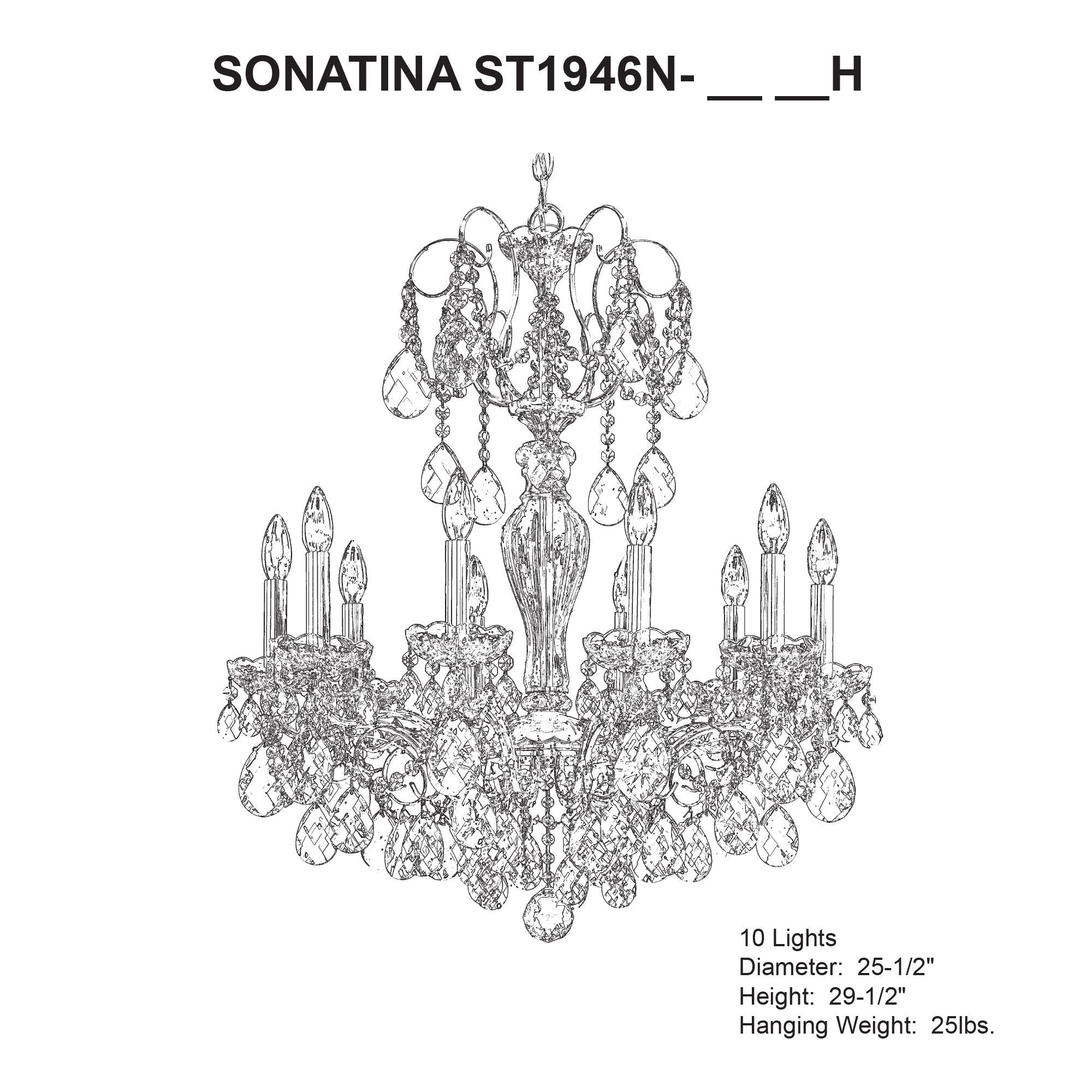 Sonatina 29.5"H X 10-Light Crystal Chandelier