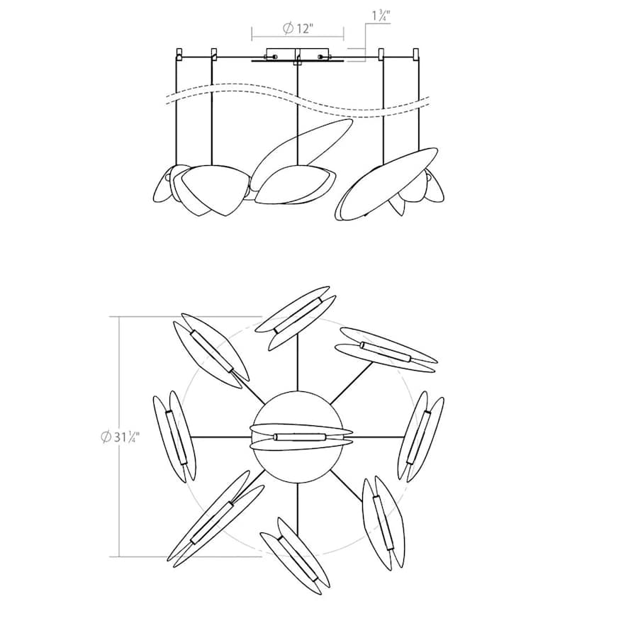 Papillons 9-Light 24" Wide LED Suspension Multi-Light