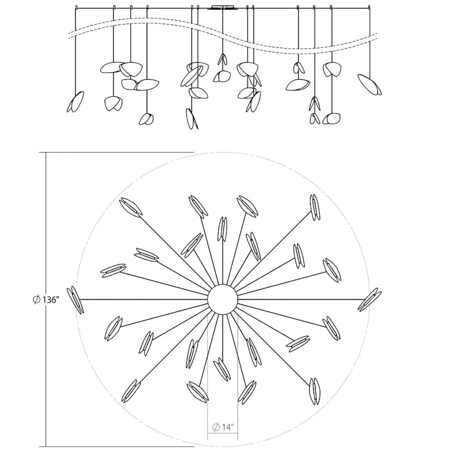 Papillons 24-Light 58" Wide LED Suspension Multi-Light