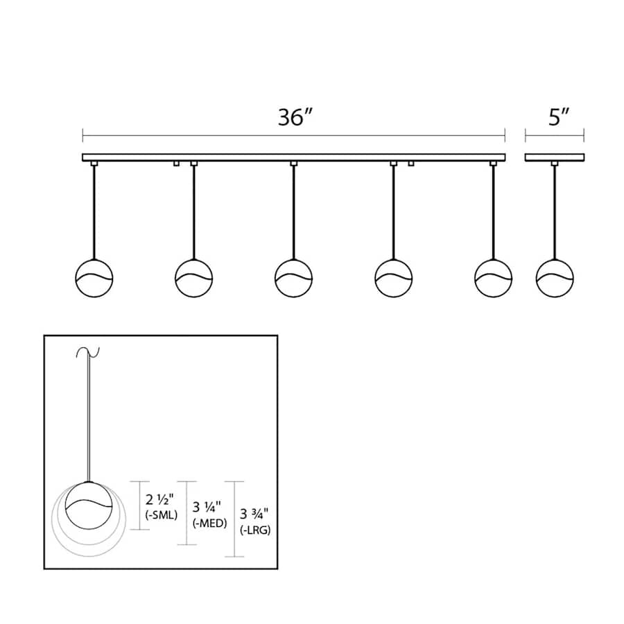 Grapes 5-Light 37" Wide LED Suspension Linear Pendant