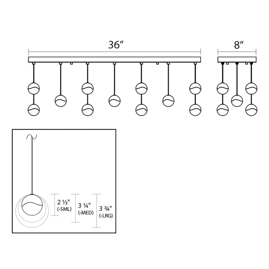 Grapes 11-Light 37" Wide LED Suspension Linear Pendant