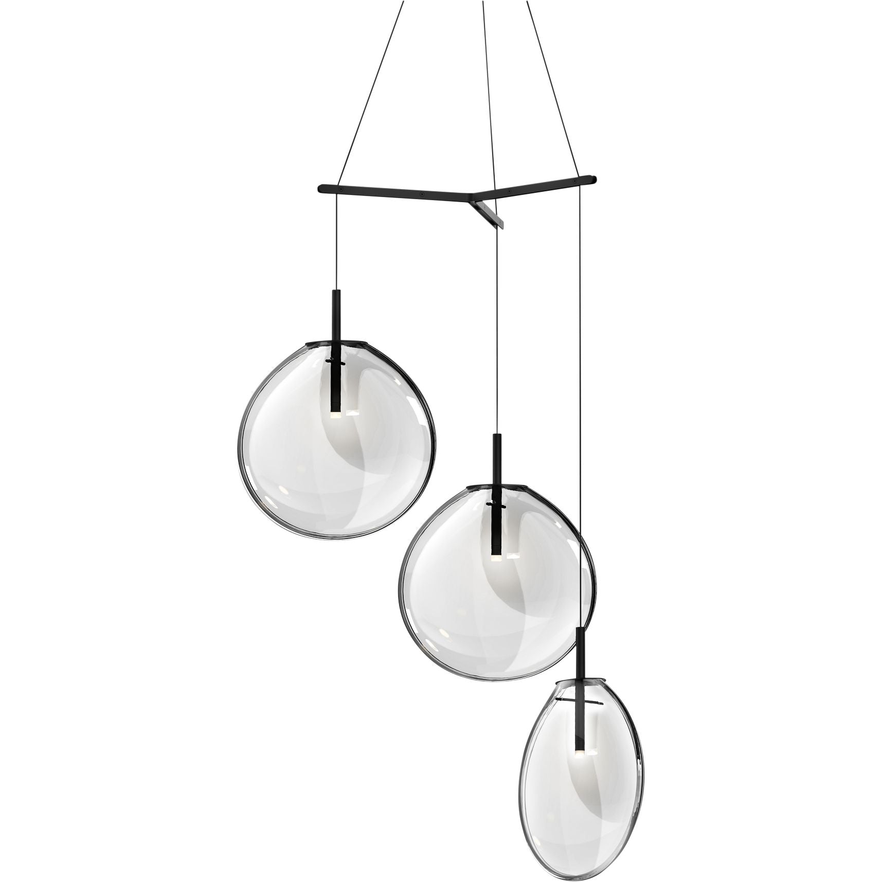 Cantina 36" Wide Clear 3-LED Multi-Light Chandelier