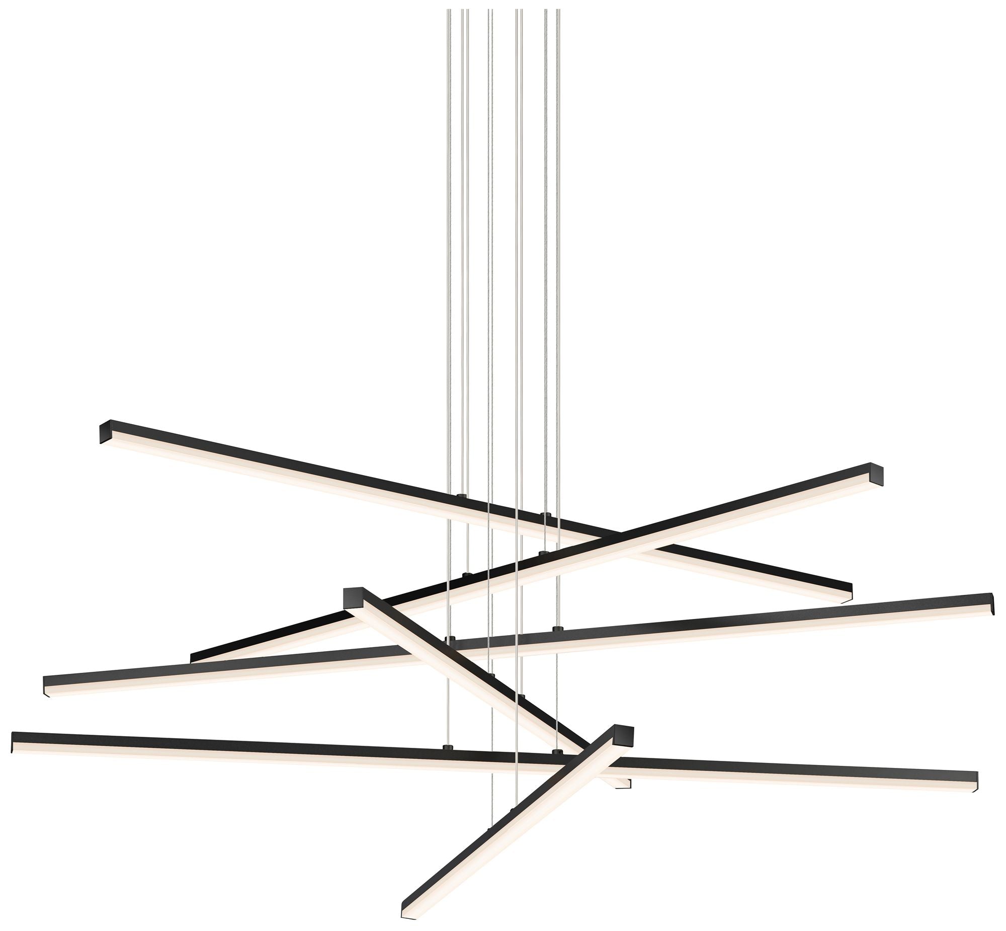 Stix 39.5"W Satin Black 6-Light LED Pendant