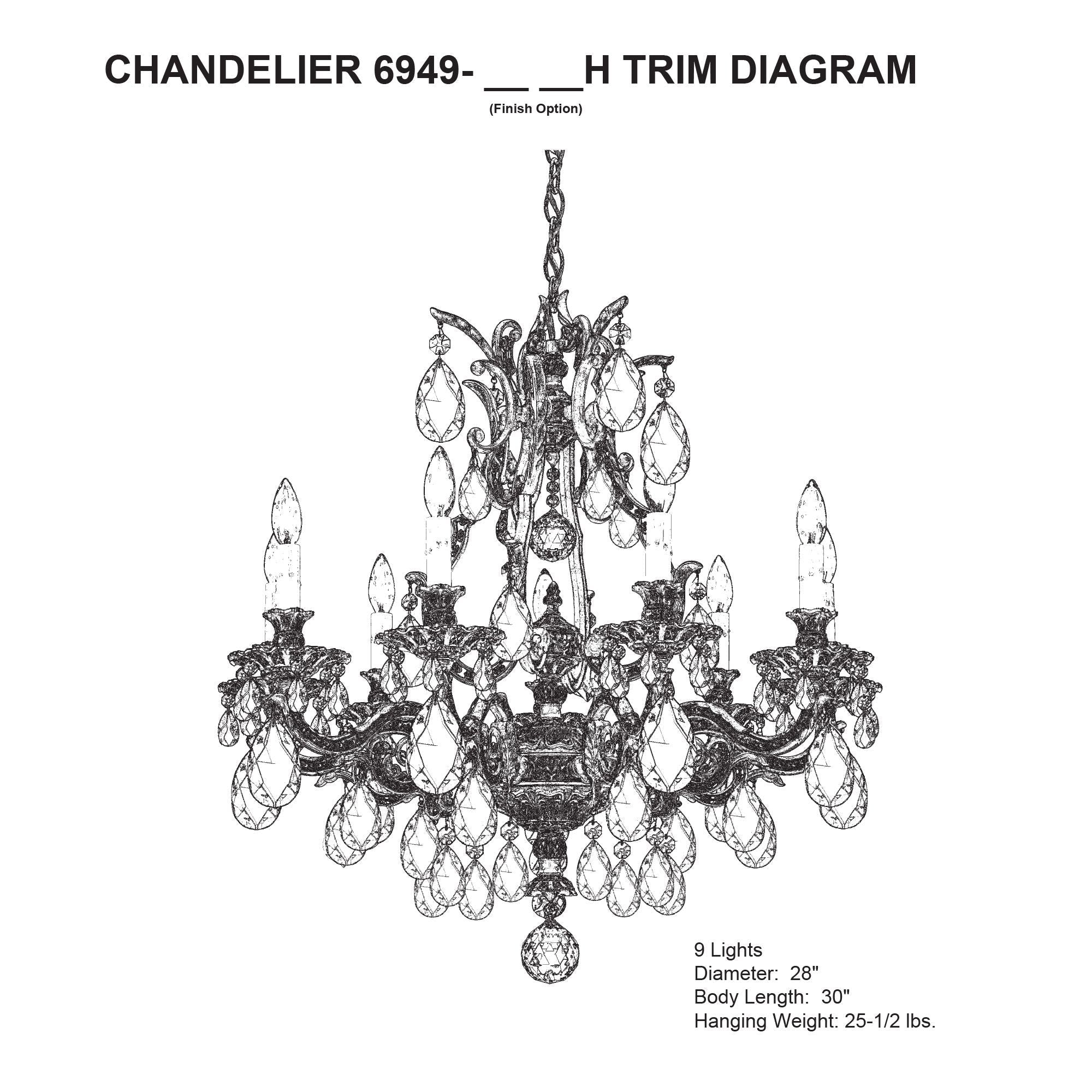 Sophia 30"H X 9-Light Crystal Chandelier in Silver