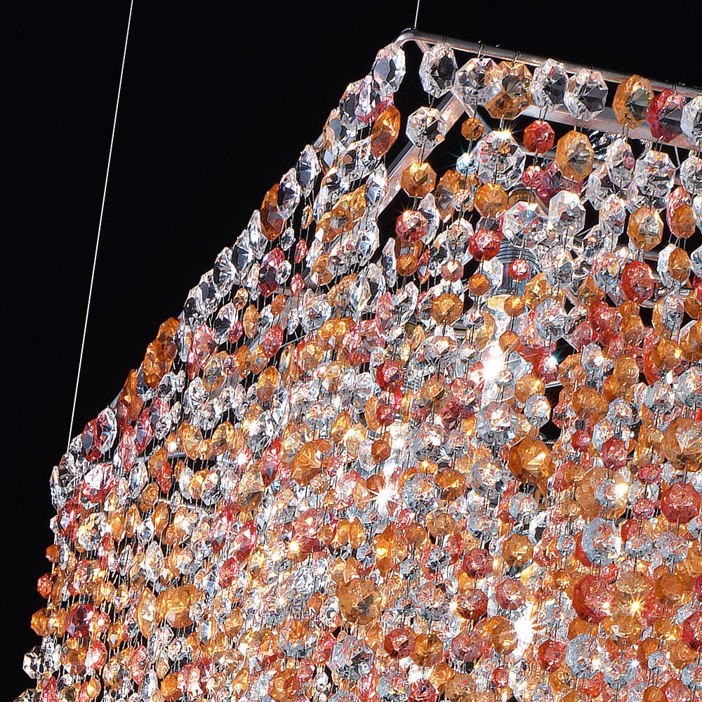 Square Multi Colored Cut Glass Chandelier