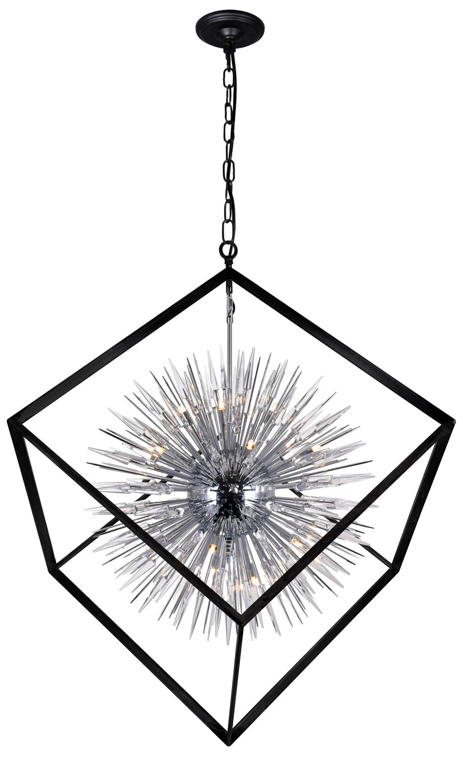 Starburst 20-Light Chandelier with Chrome & Black