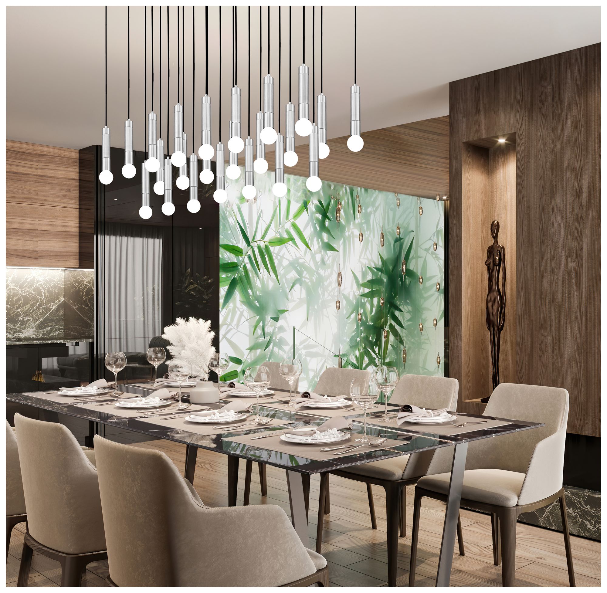 Stari Brushed Nickel 23-Light Linear Pendant