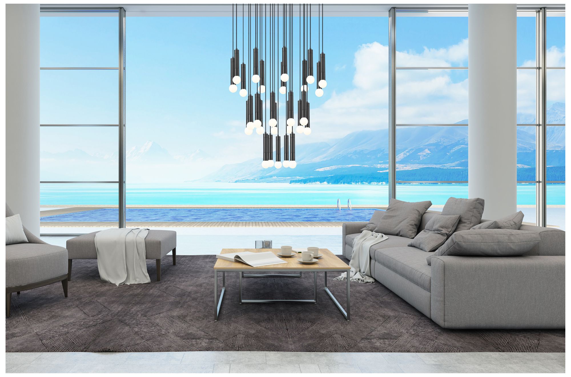 Stari Matte Black 27-Light Chandelier