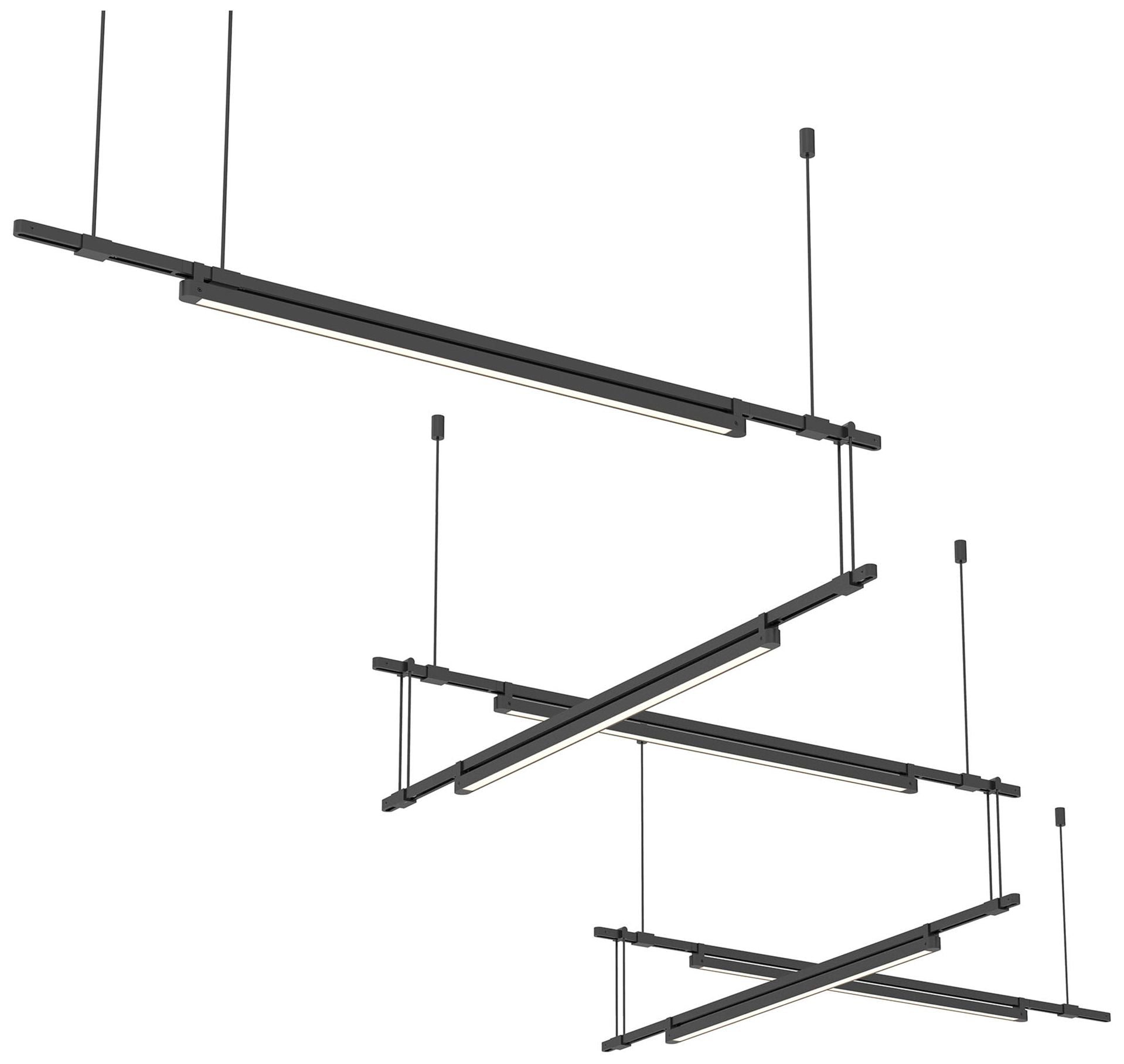 Suspenders 118"W 5-Bar Satin Black Zig Zag Chandelier