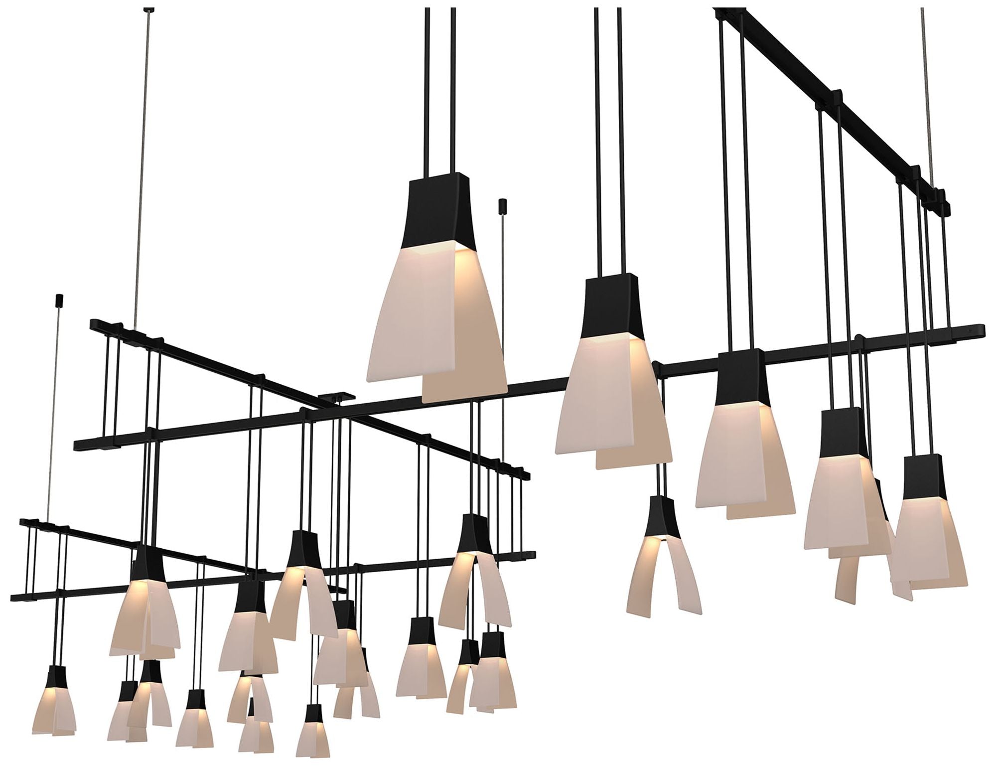 Suspenders 25-Light Satin Black Chandelier