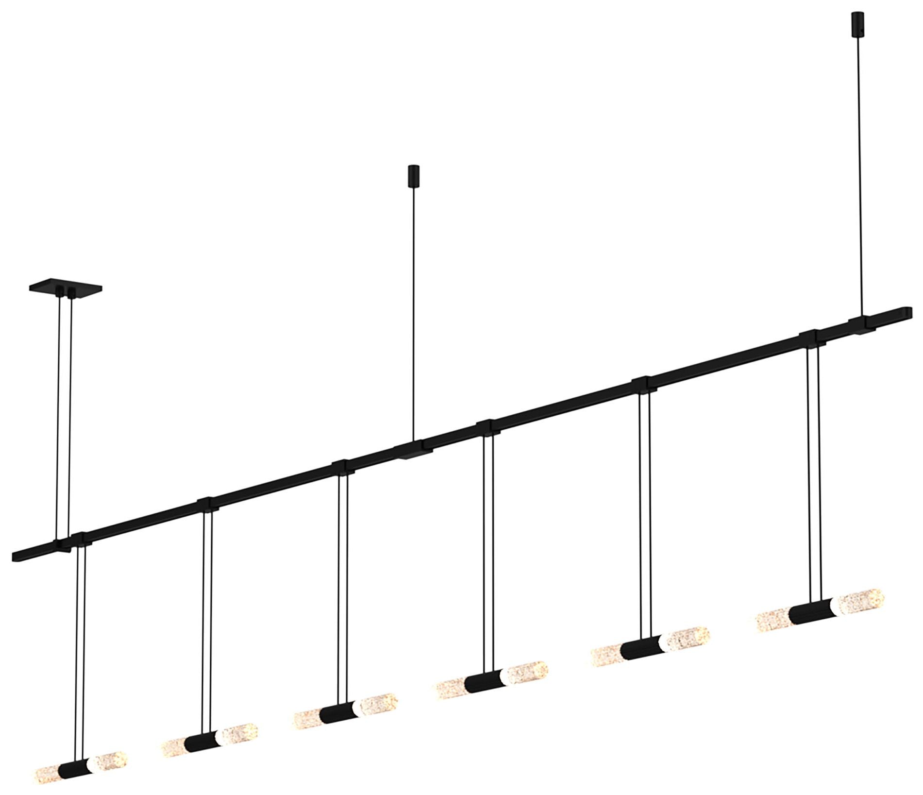 Suspenders 73" Wide Satin Black 2-Bar Linear Pendant