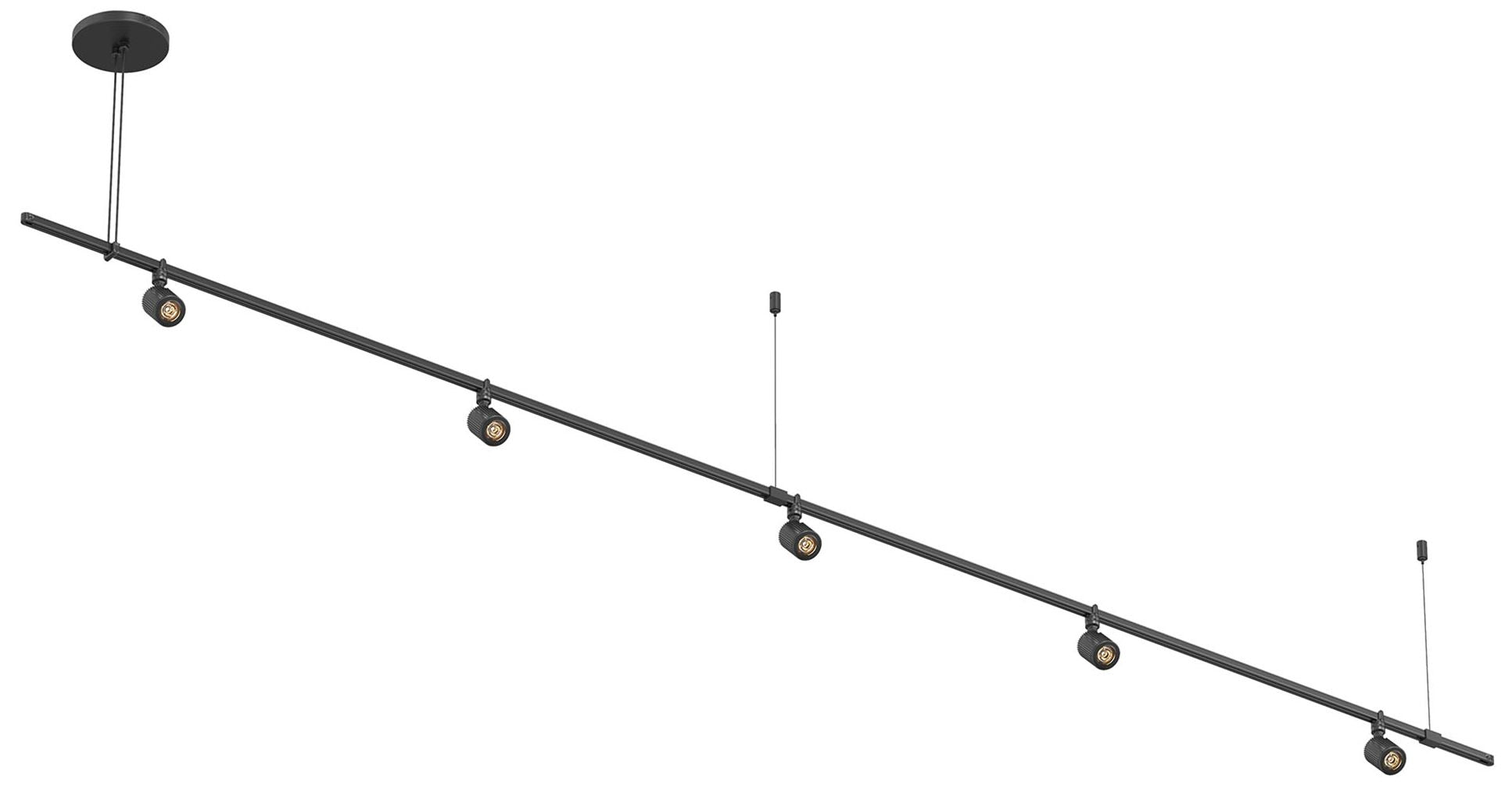 Suspenders 96" Satin Black Linear Pendant with Aimable