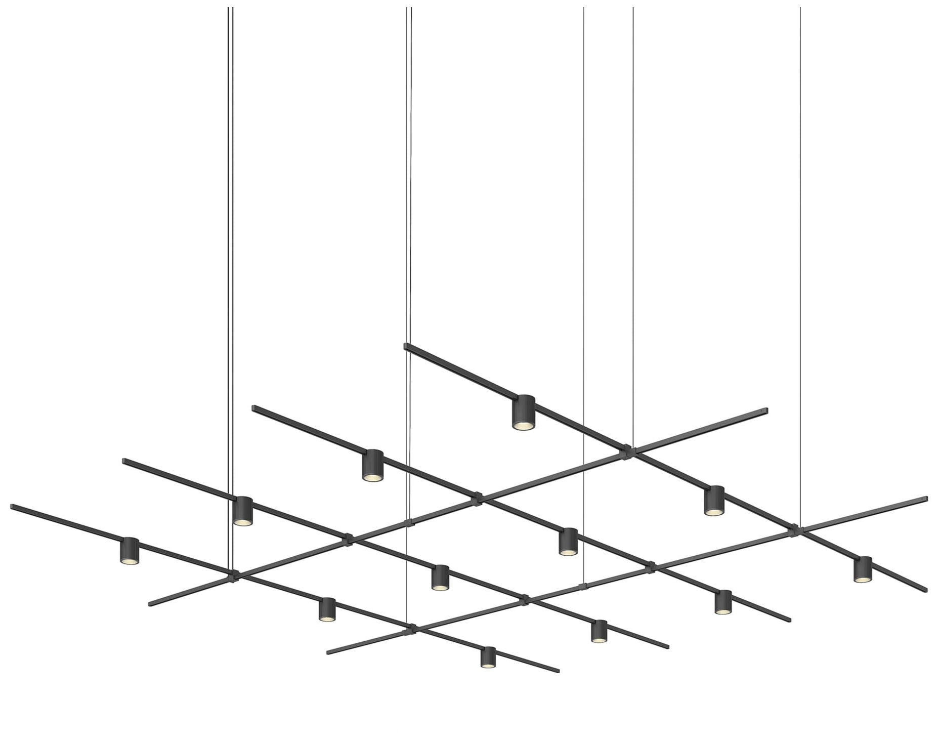 Suspenders 97" Wide Satin Black Square Chandelier