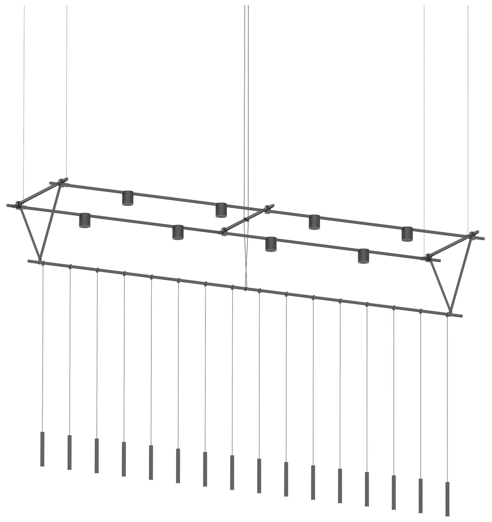 Suspenders 97" Wide Satin Black Tri-Bar Chandelier