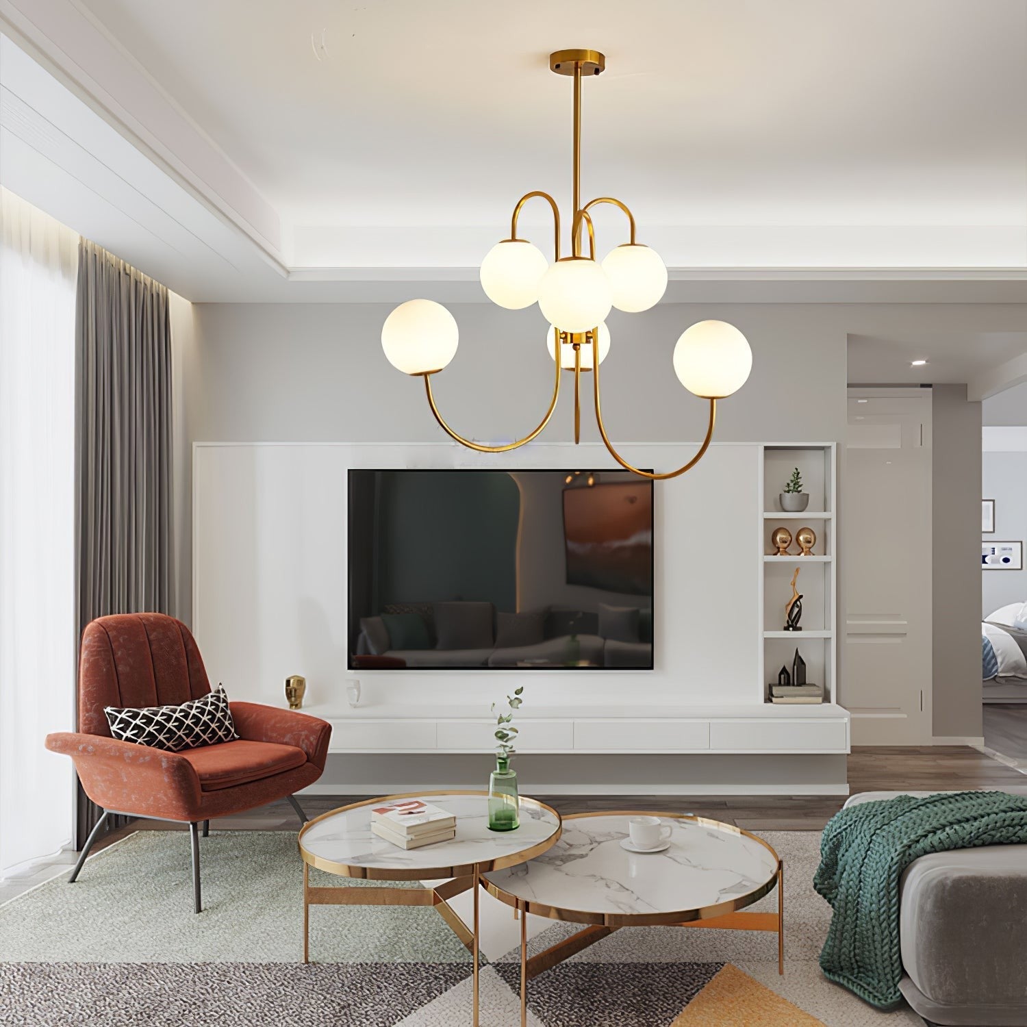 Swan Curve Glass Chandelier