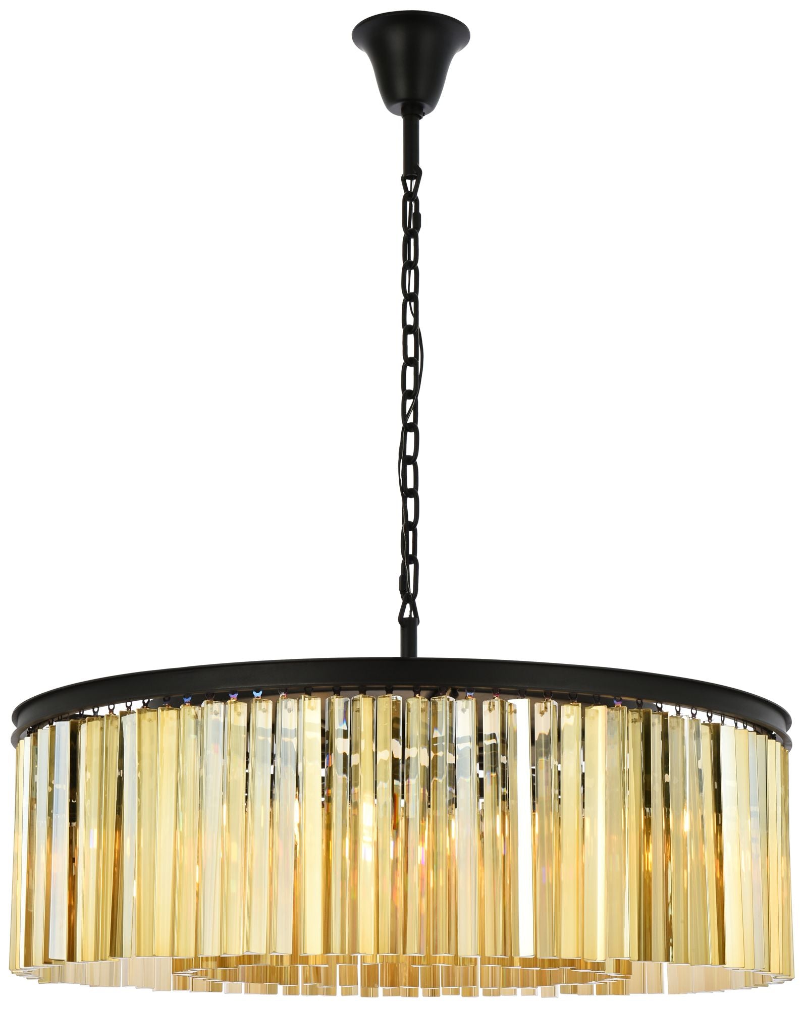 Sydney 10-Light Matte Black Chandelier Golden Teak