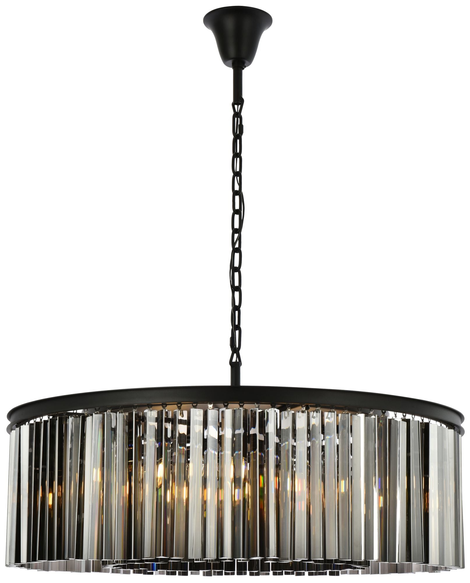 Sydney 10-Light Matte Black Chandelier Silver Shade (Grey)