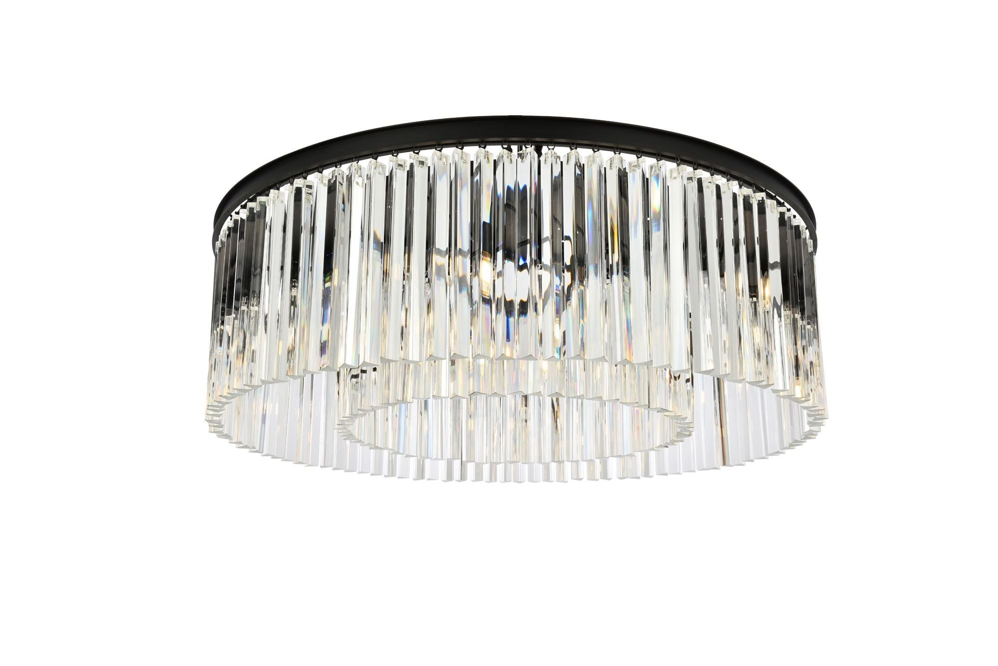 Sydney 10 Lt Matte Black Flush Mount Clear detail view 4